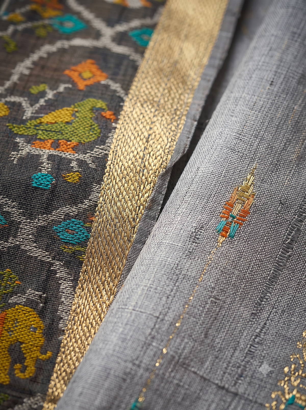 Moonstone Weave Handloom Tussar Silk Saree