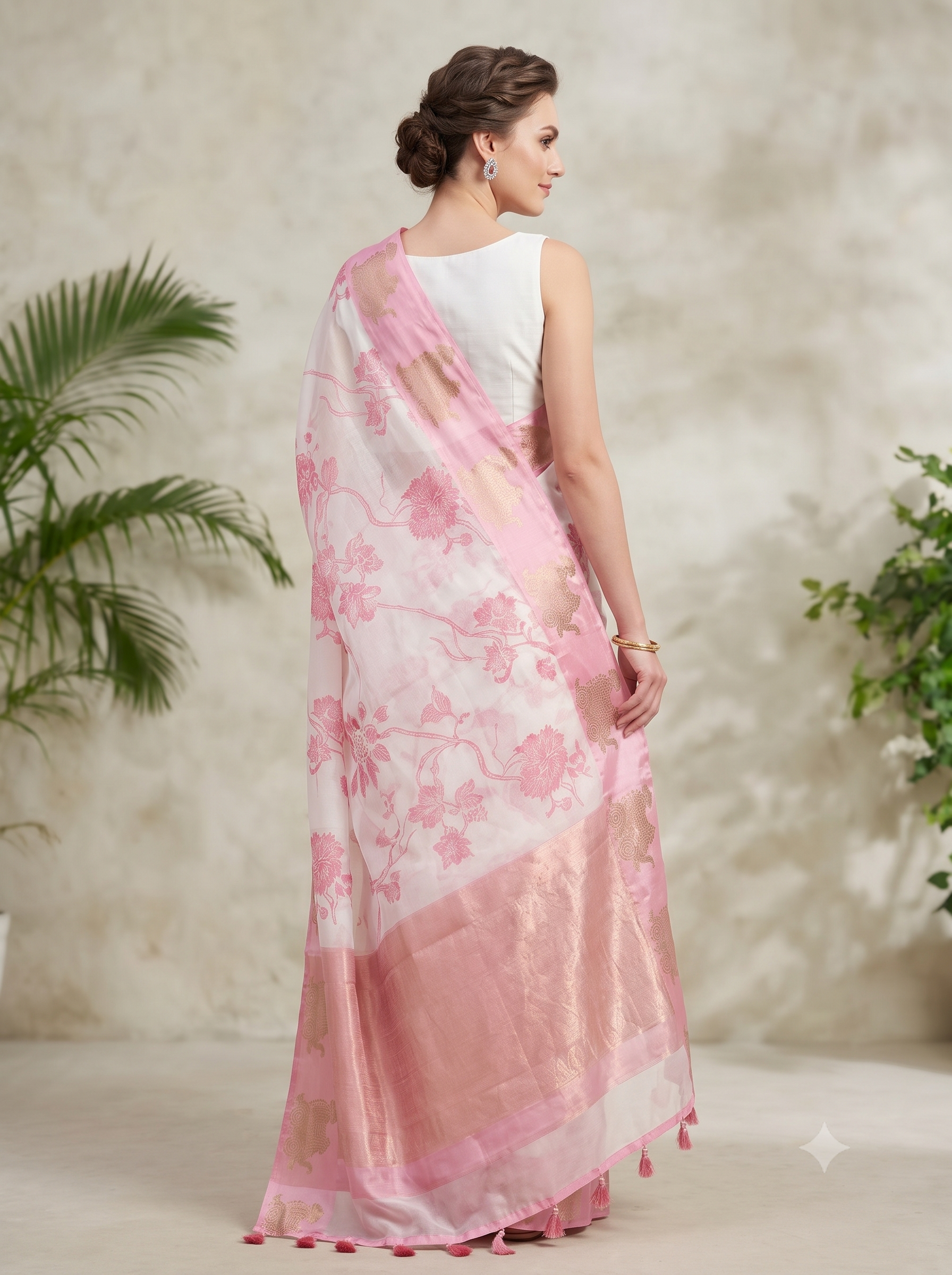 Gulabi Printed Organza Silk Saree
