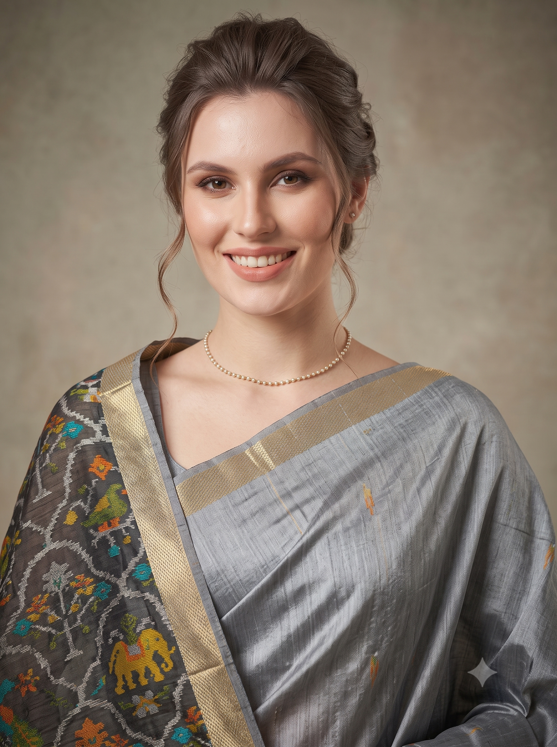 Moonstone Weave Handloom Tussar Silk Saree