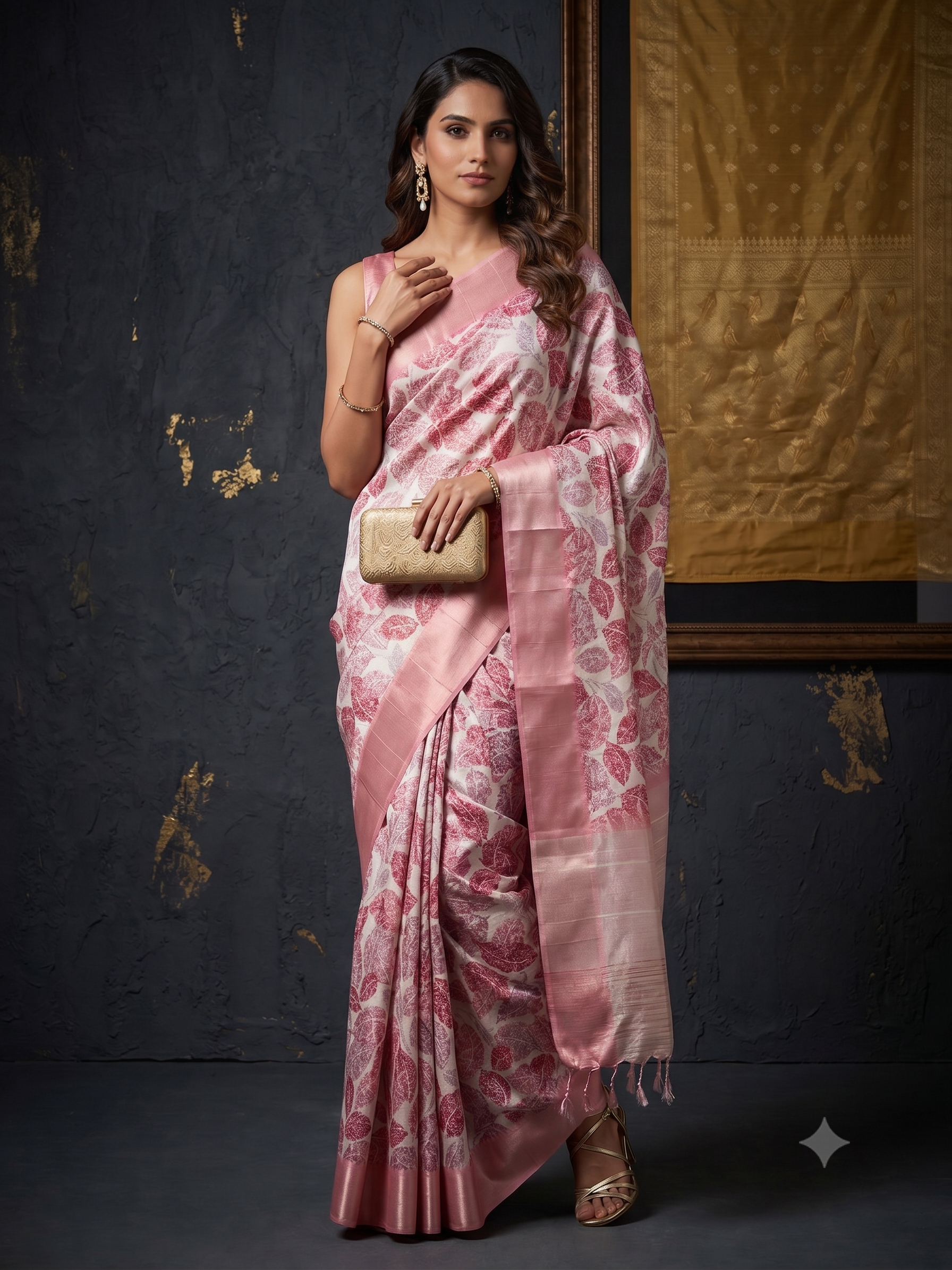 Pearl White Printed Cotton Silk Saree