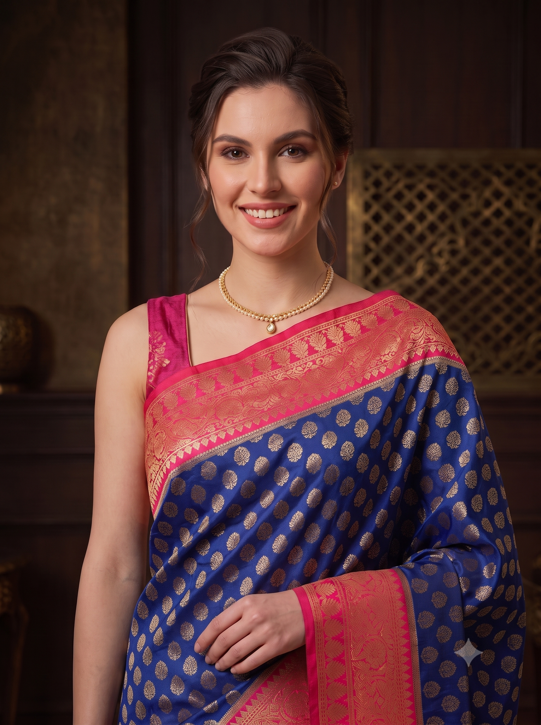Ink Blue Banarasi Premium Silk Saree