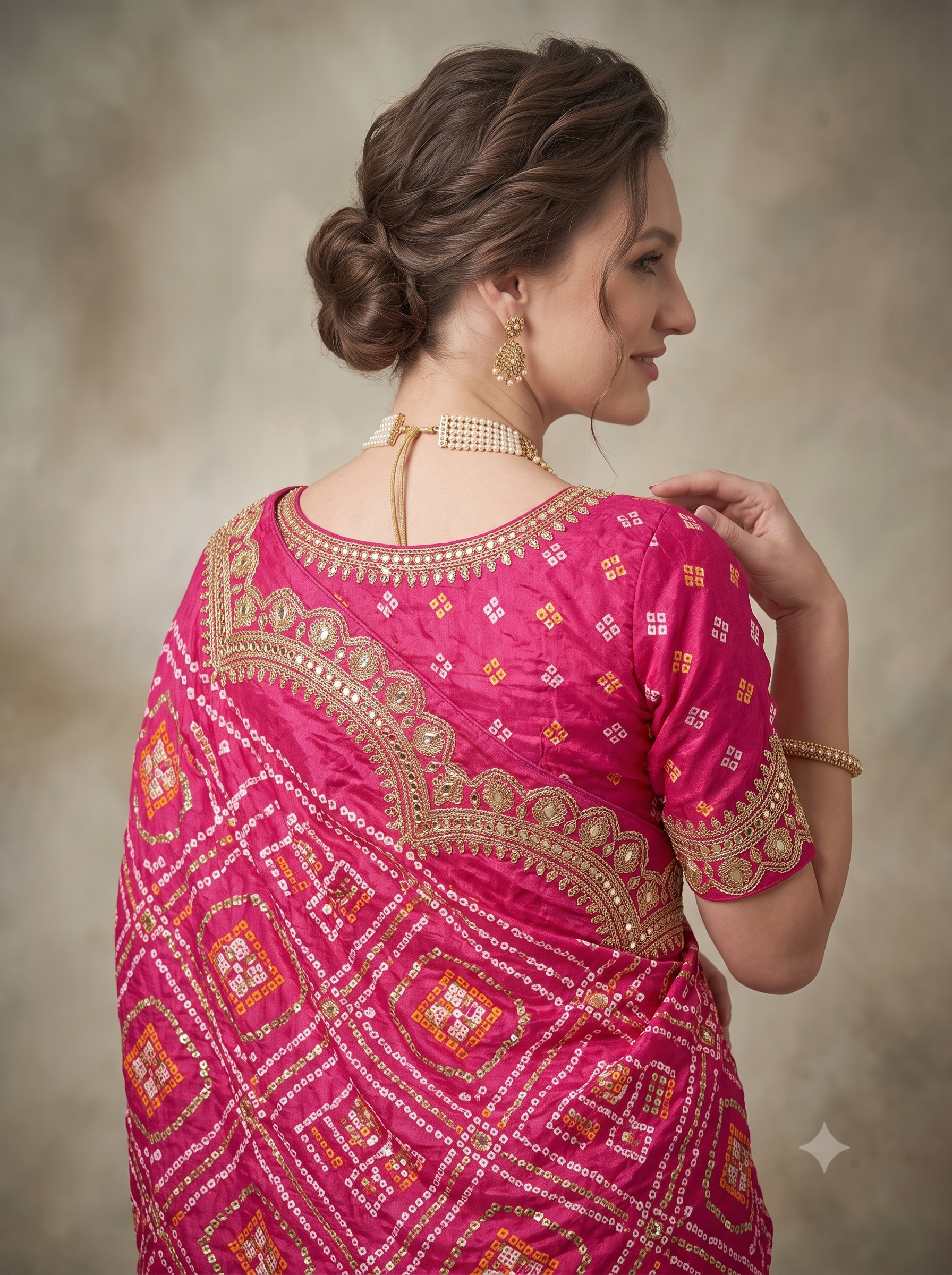 Maharani Pink Embellished Pure Gajji Silk Saree