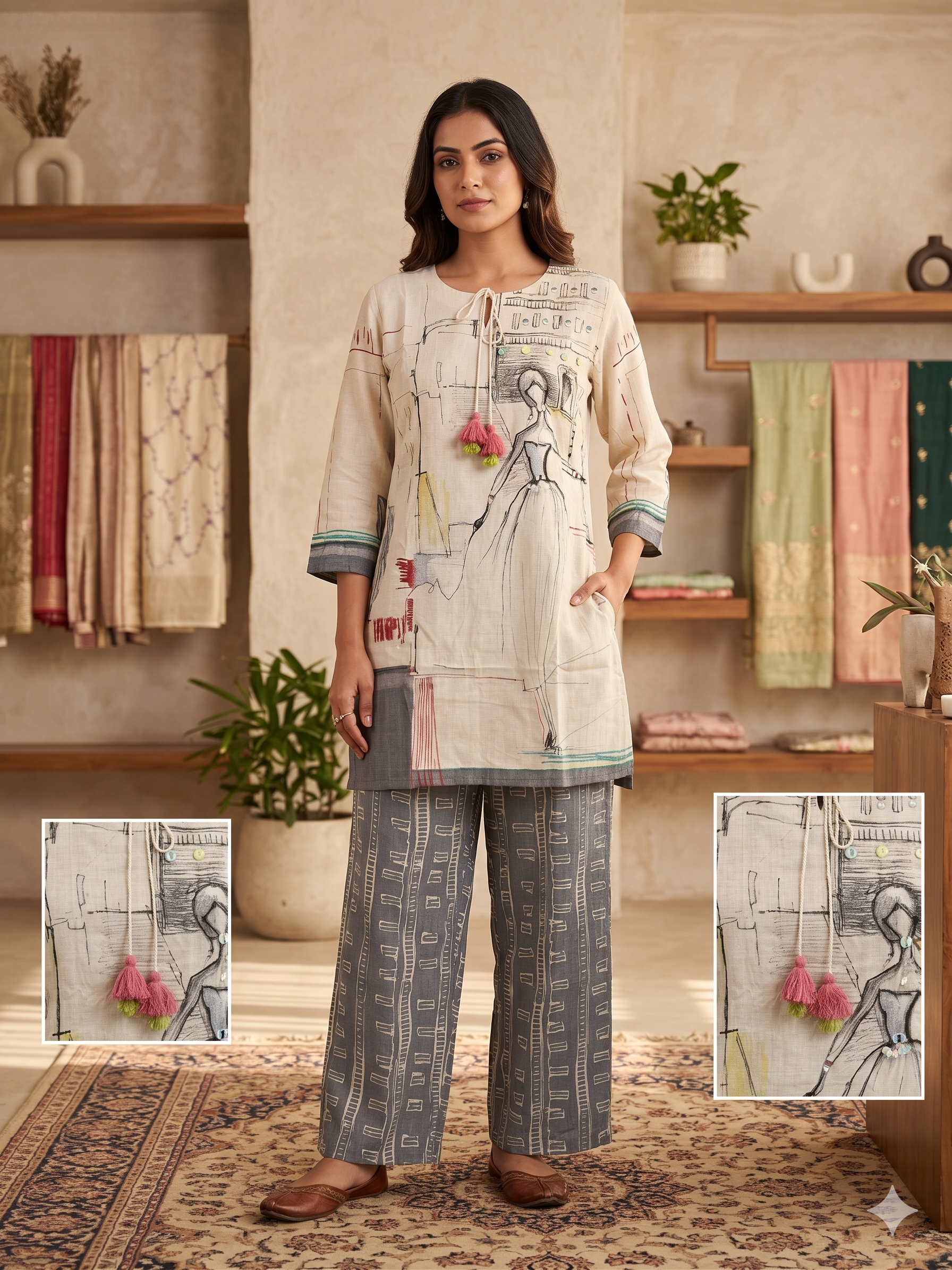 Abstract Muse Printed Cotton Co-Ord Set