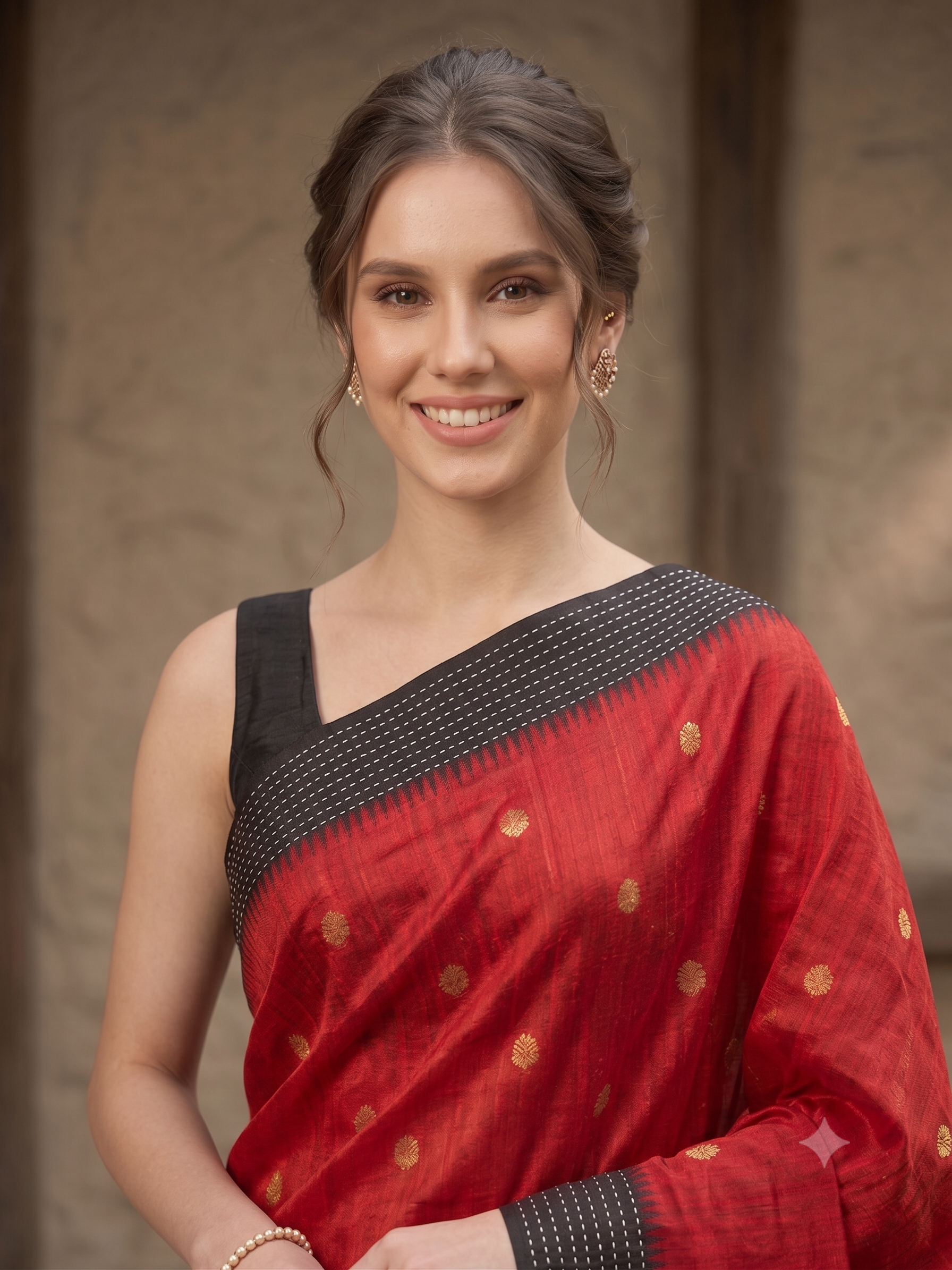 Ruby Noir Weave Handloom Tussar Silk Saree