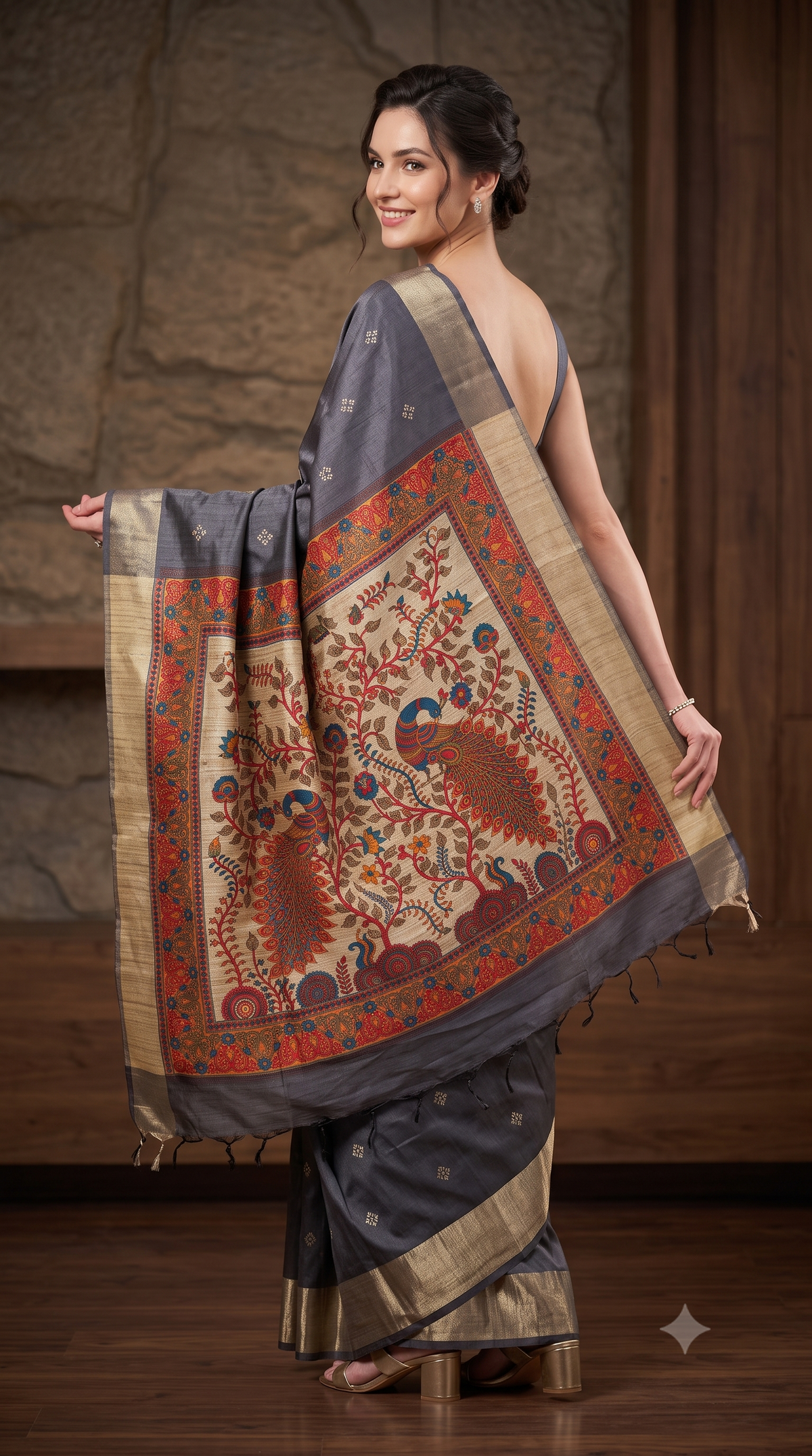 Ashwood Handloom Tussar Silk Saree