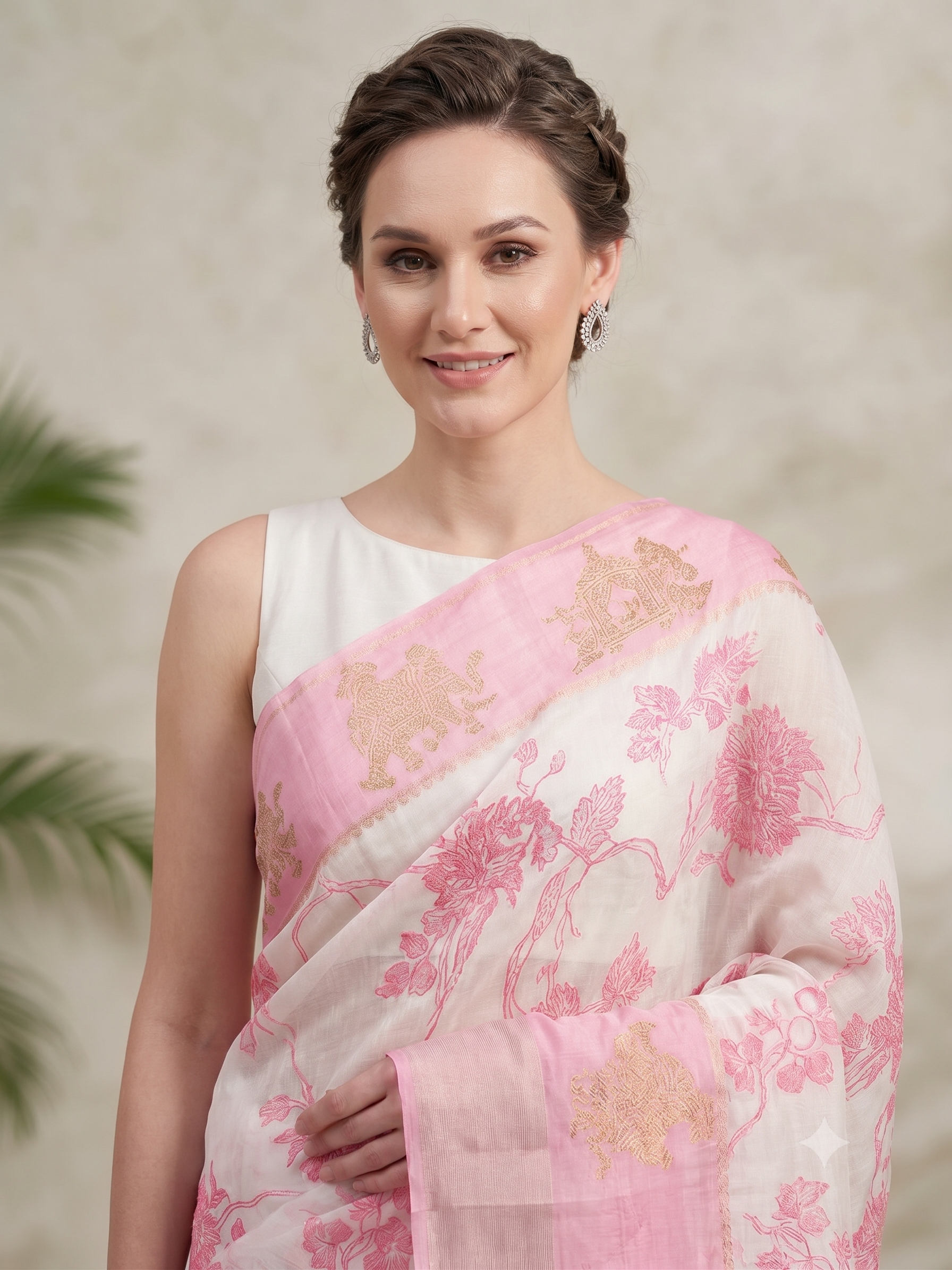 Gulabi Printed Organza Silk Saree