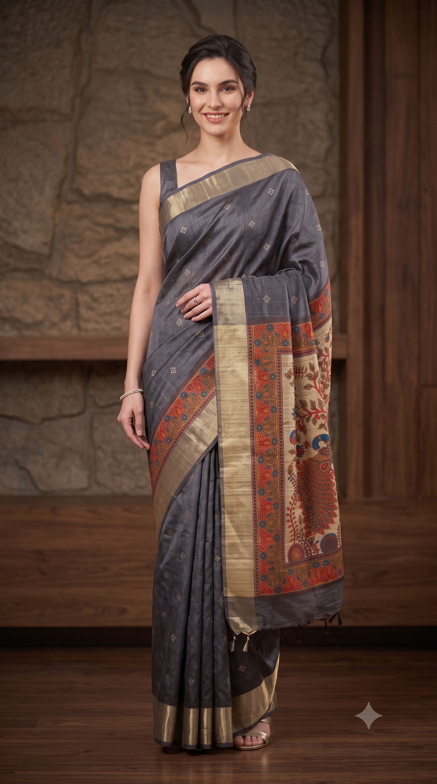 Ashwood Handloom Tussar Silk Saree