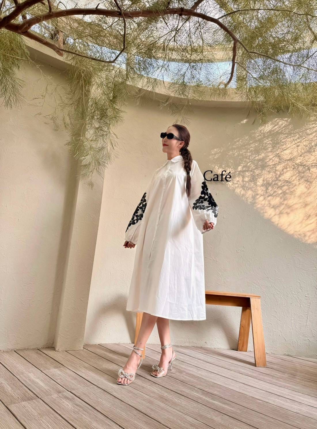 White Applique Patchwork Tunic Dress