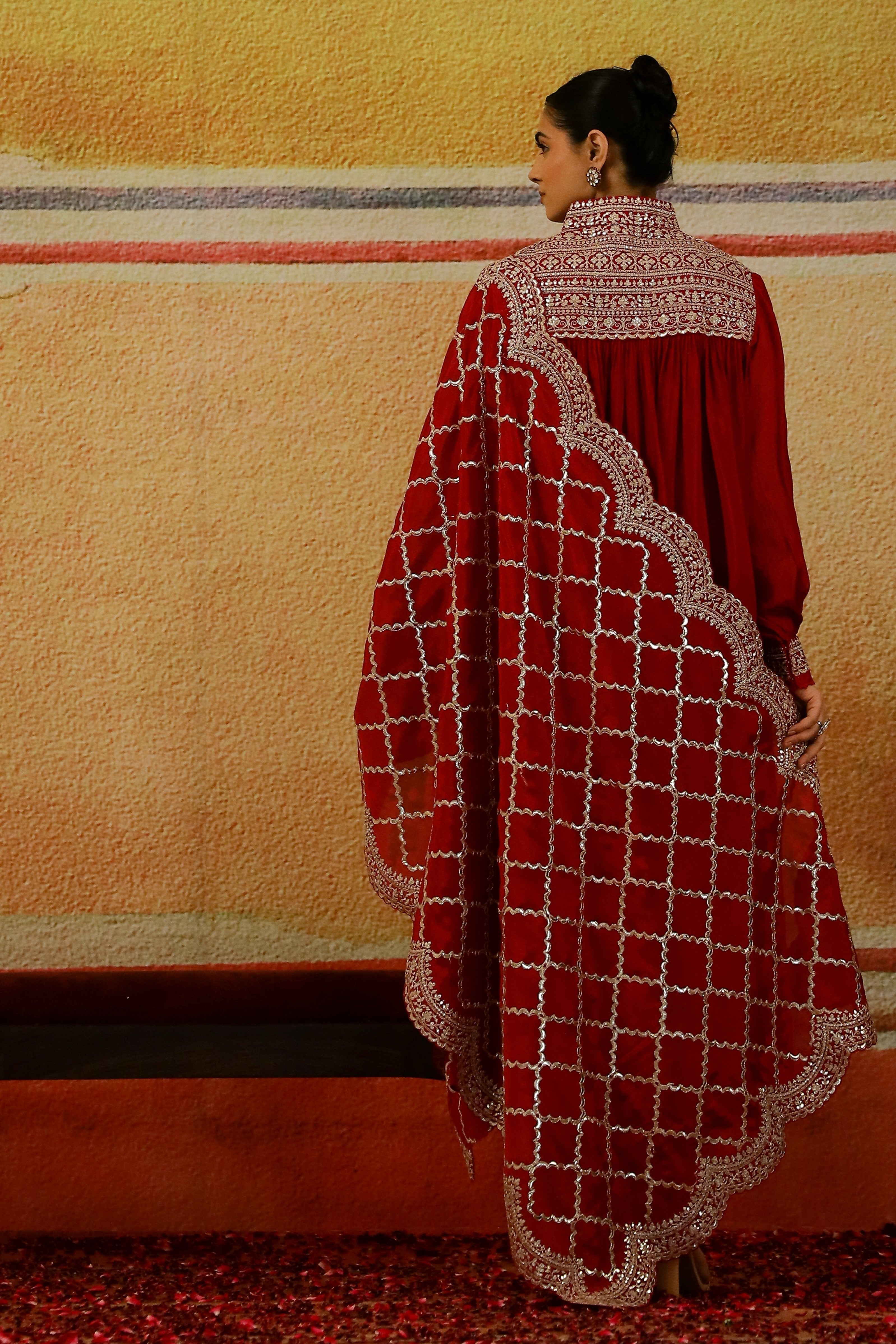 Pink Embellished Spanish Silk Pants Set