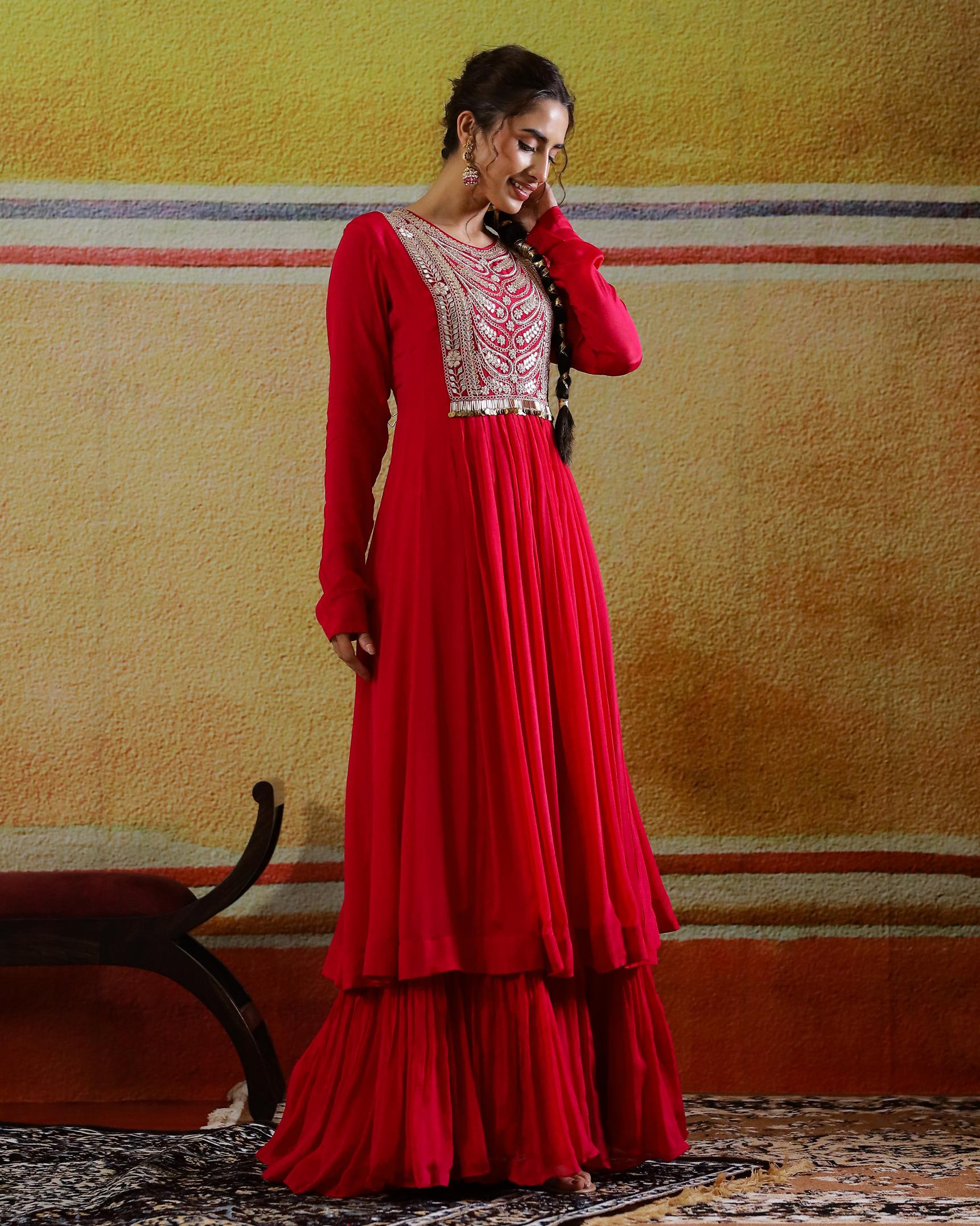 Rani Pink Embellished Chinon Silk Gown