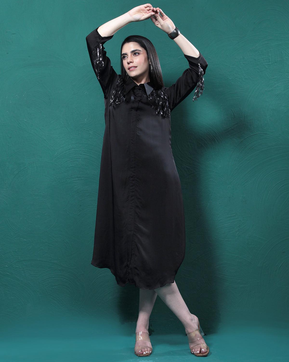 Black Martini Long Shirt Dress