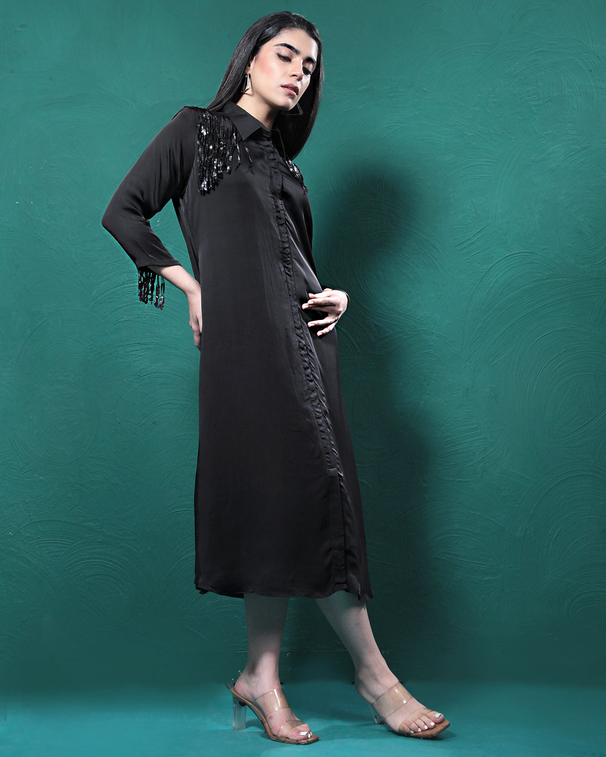 Black Martini Long Shirt Dress