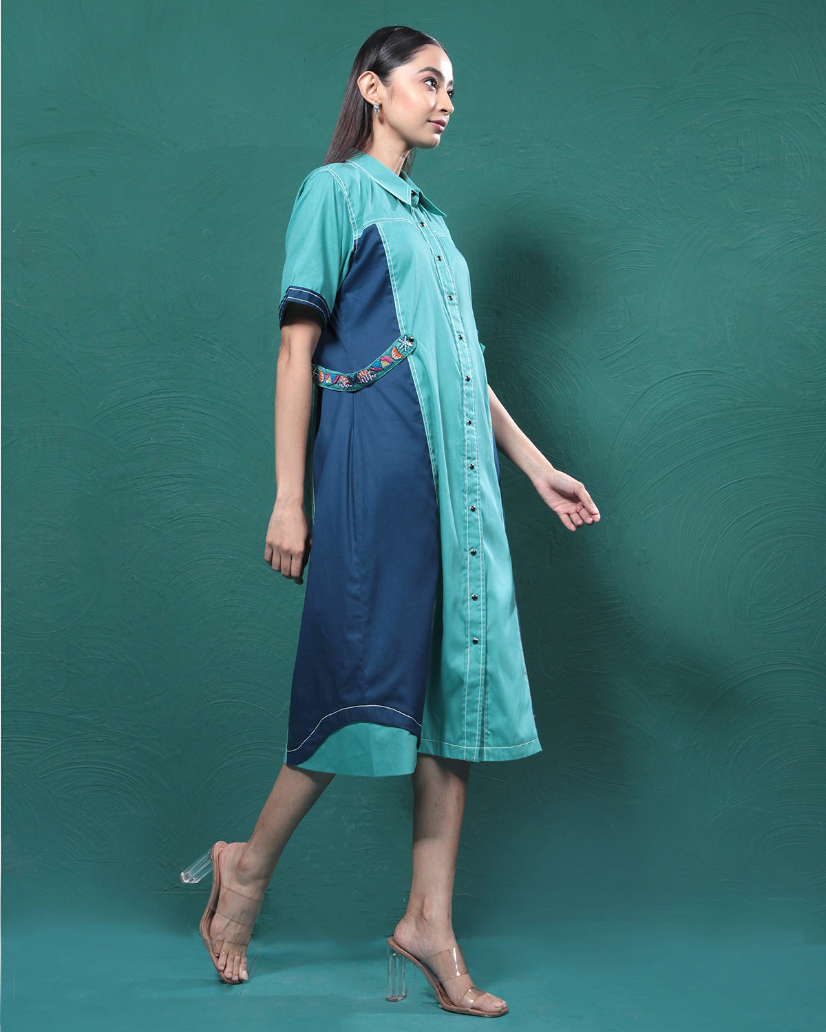 Blue Lagoon Playful Long Shirt Dress