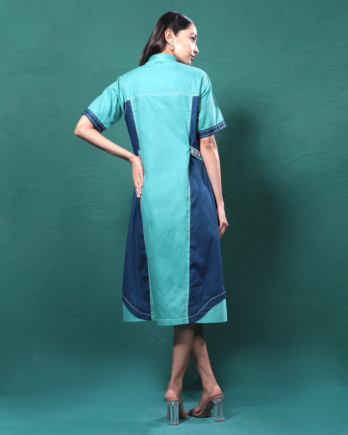 Blue Lagoon Playful Long Shirt Dress