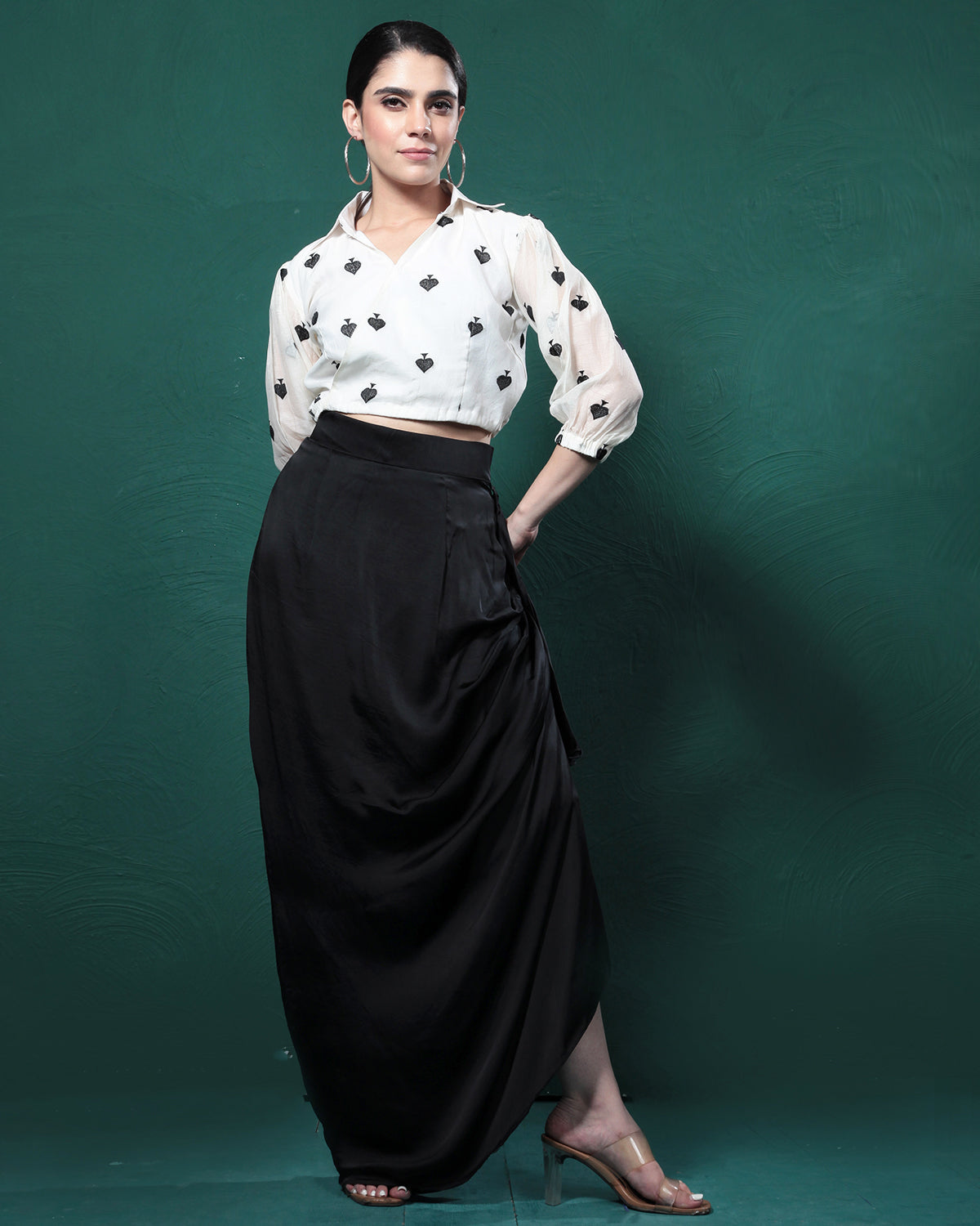 Black Lady Formal Shirt Skirt Dress