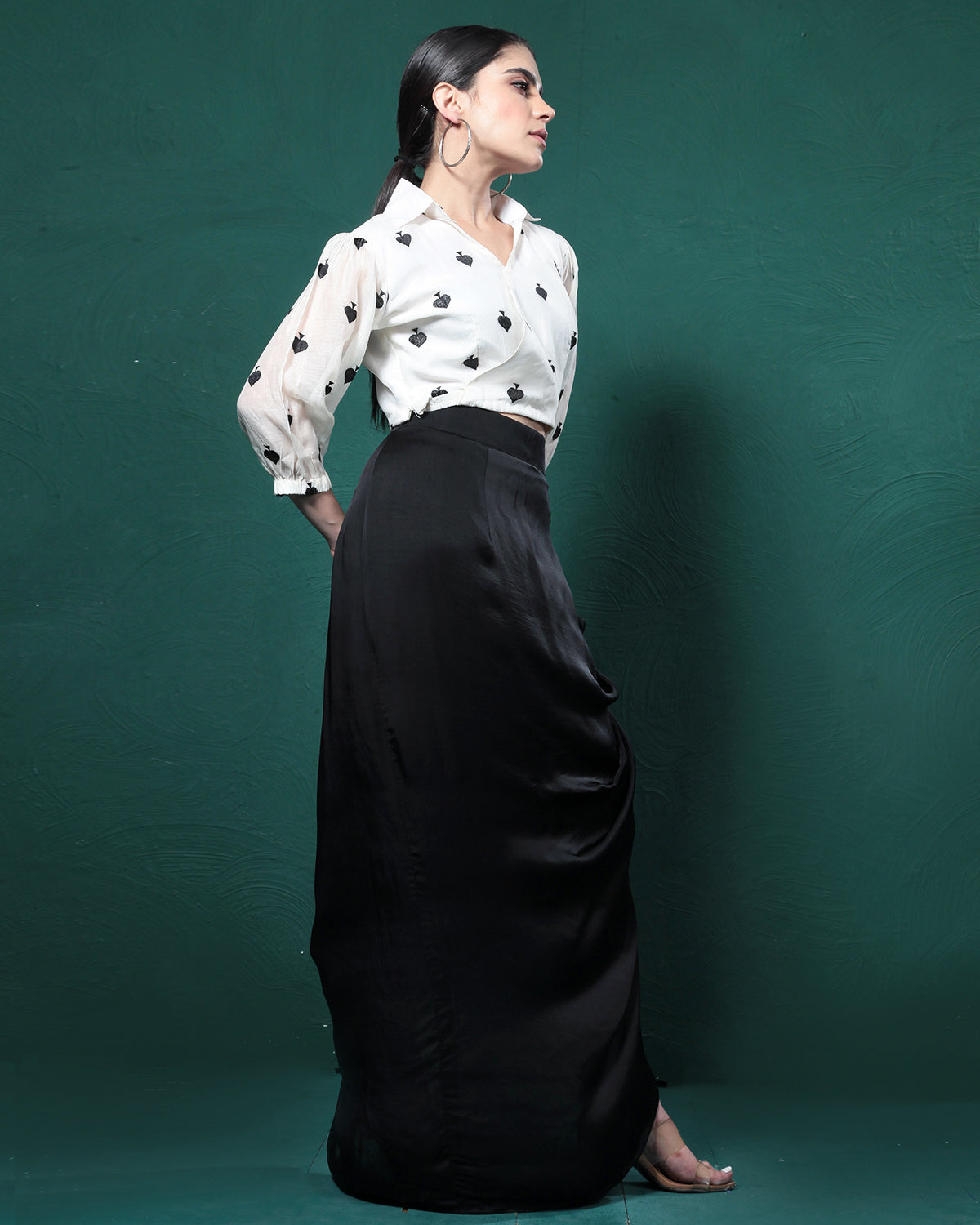 Black Lady Formal Shirt Skirt Dress