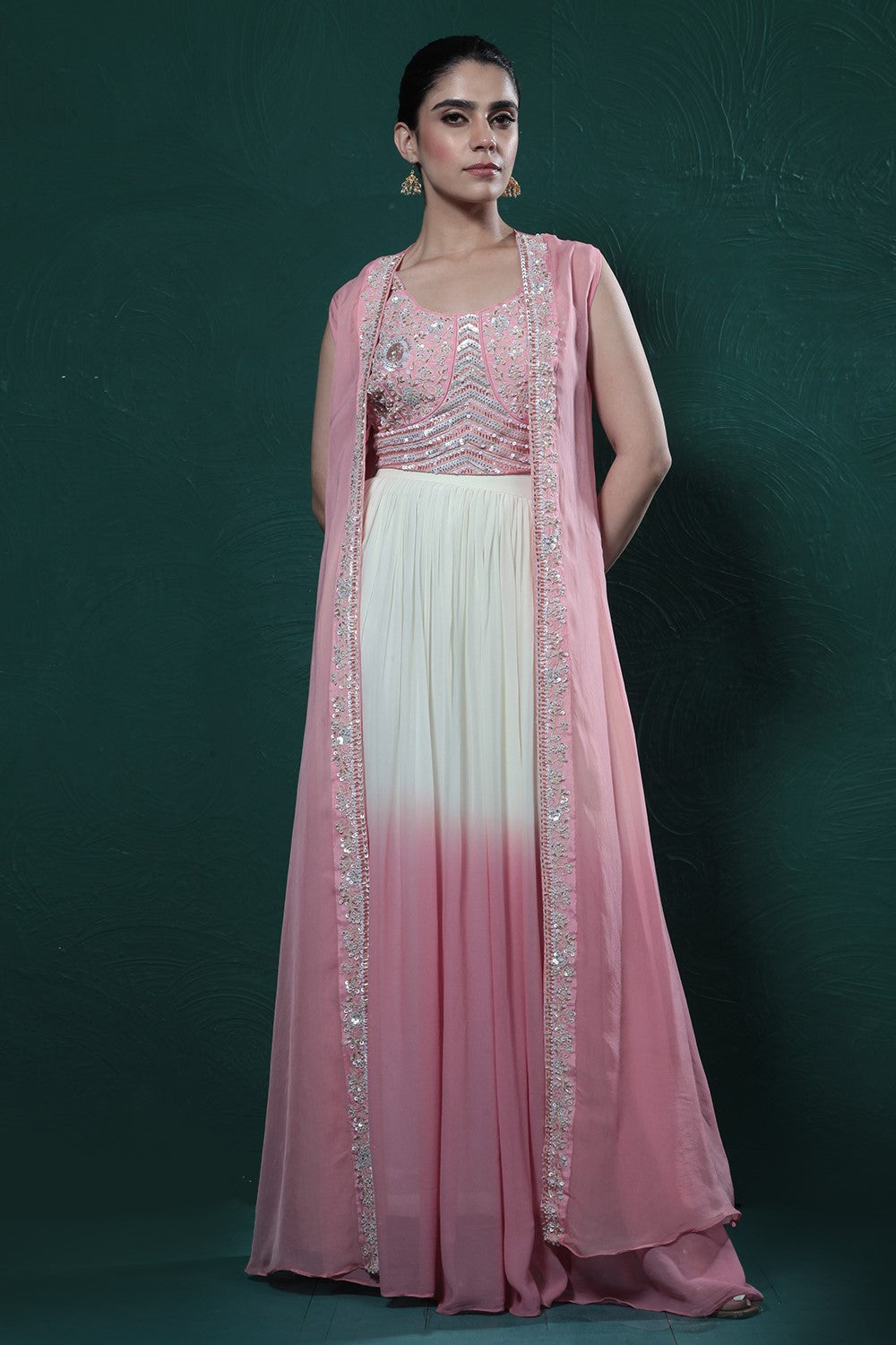 Soft Pink Ombre-Dyed Cape Set
