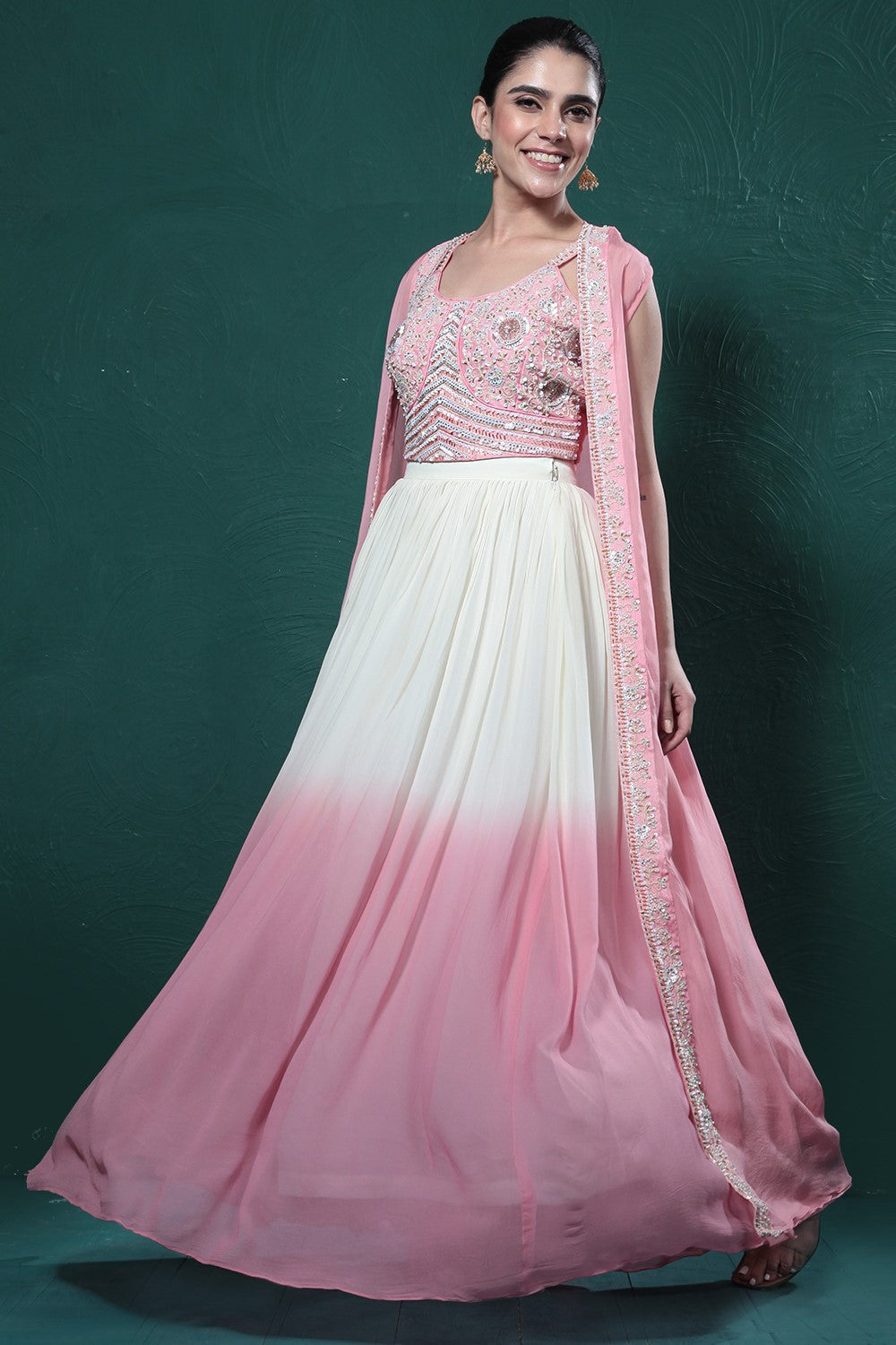 Soft Pink Ombre-Dyed Cape Set