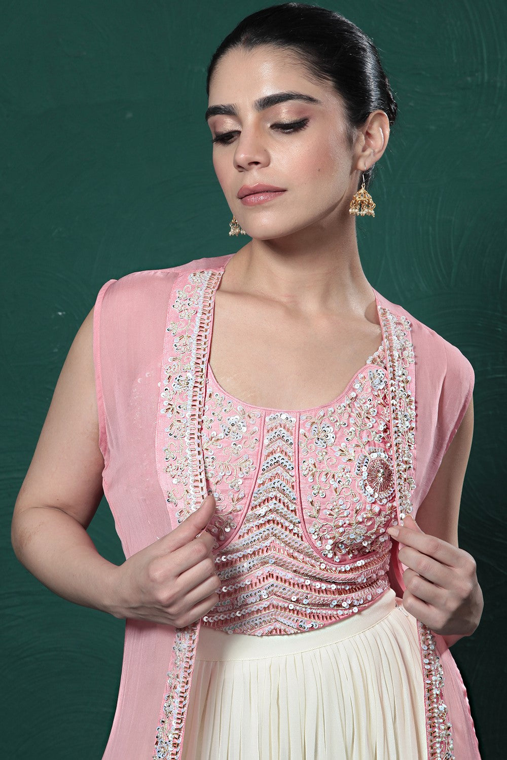 Soft Pink Ombre-Dyed Cape Set