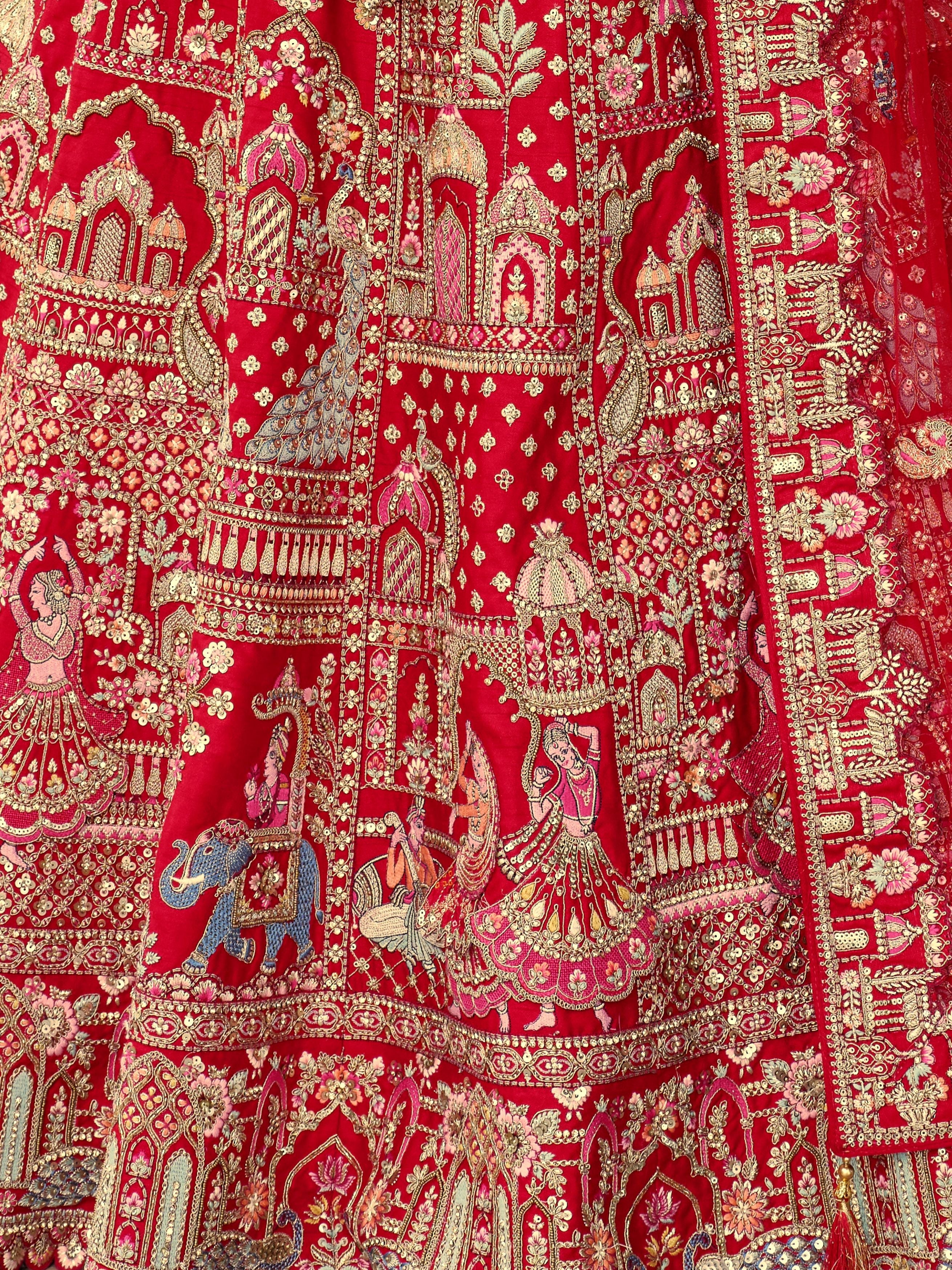 Crimson Majesty Embellished Premium Silk Lehenga Set