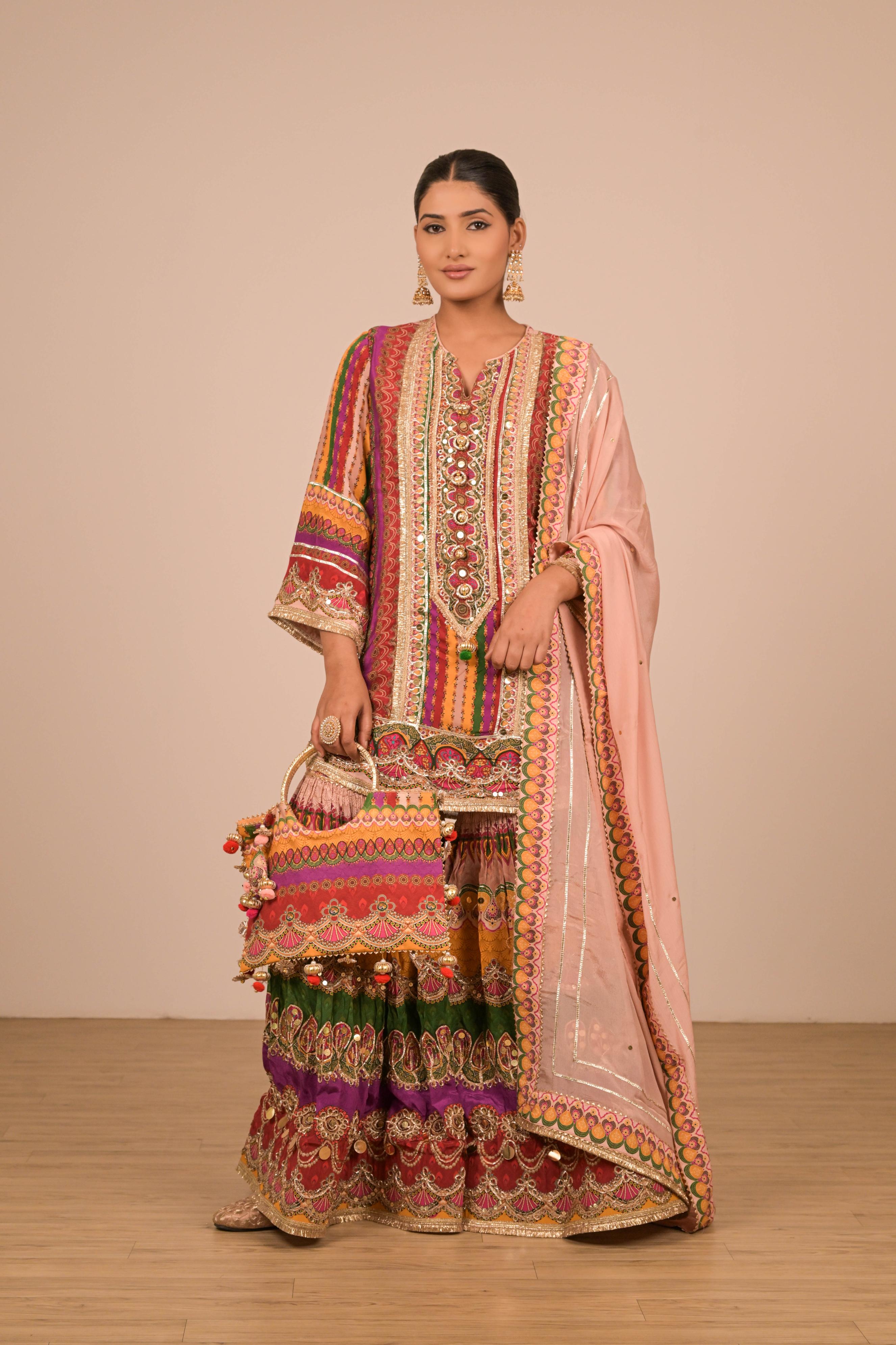 Multi Shade Printed Sharara Set