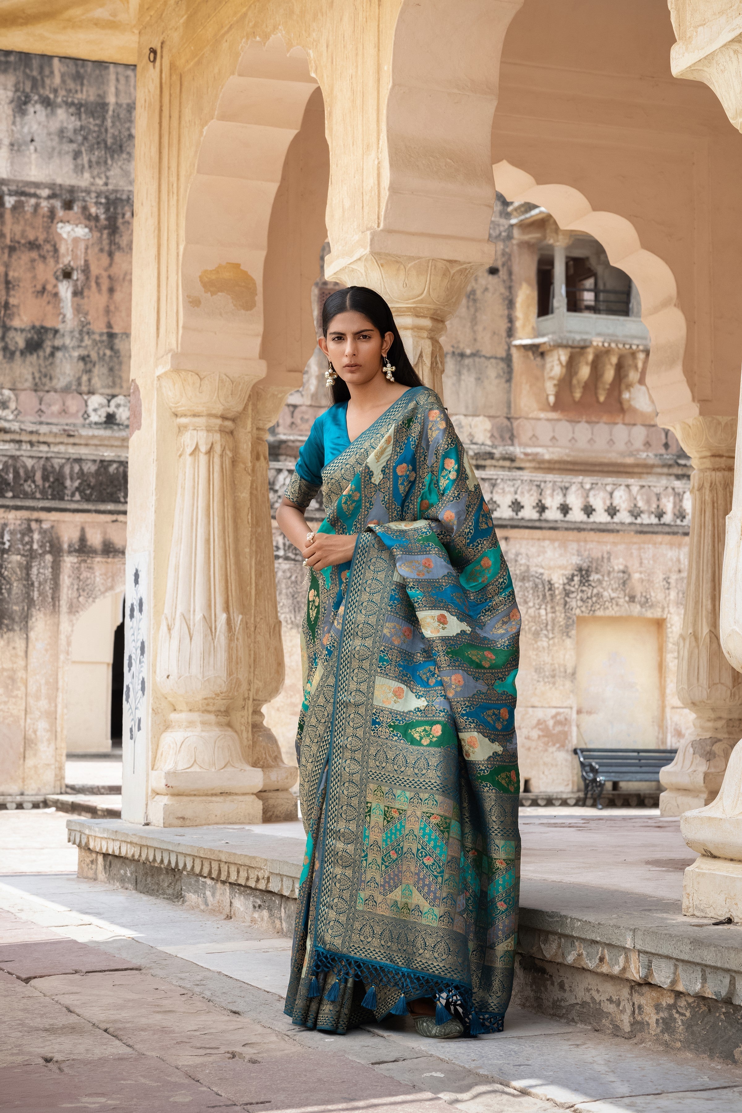Blue Woven Gajji Silk Saree