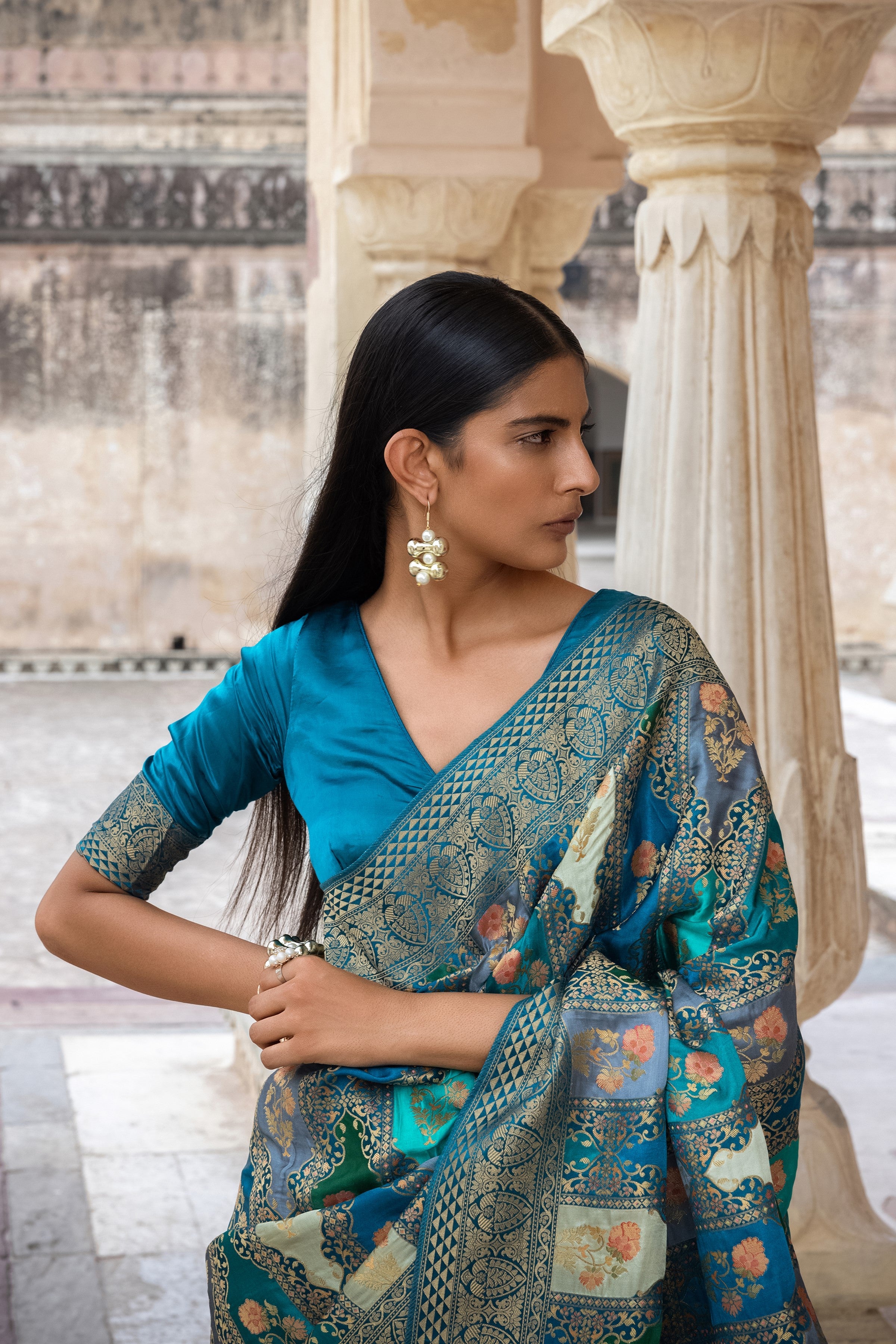 Blue Woven Gajji Silk Saree