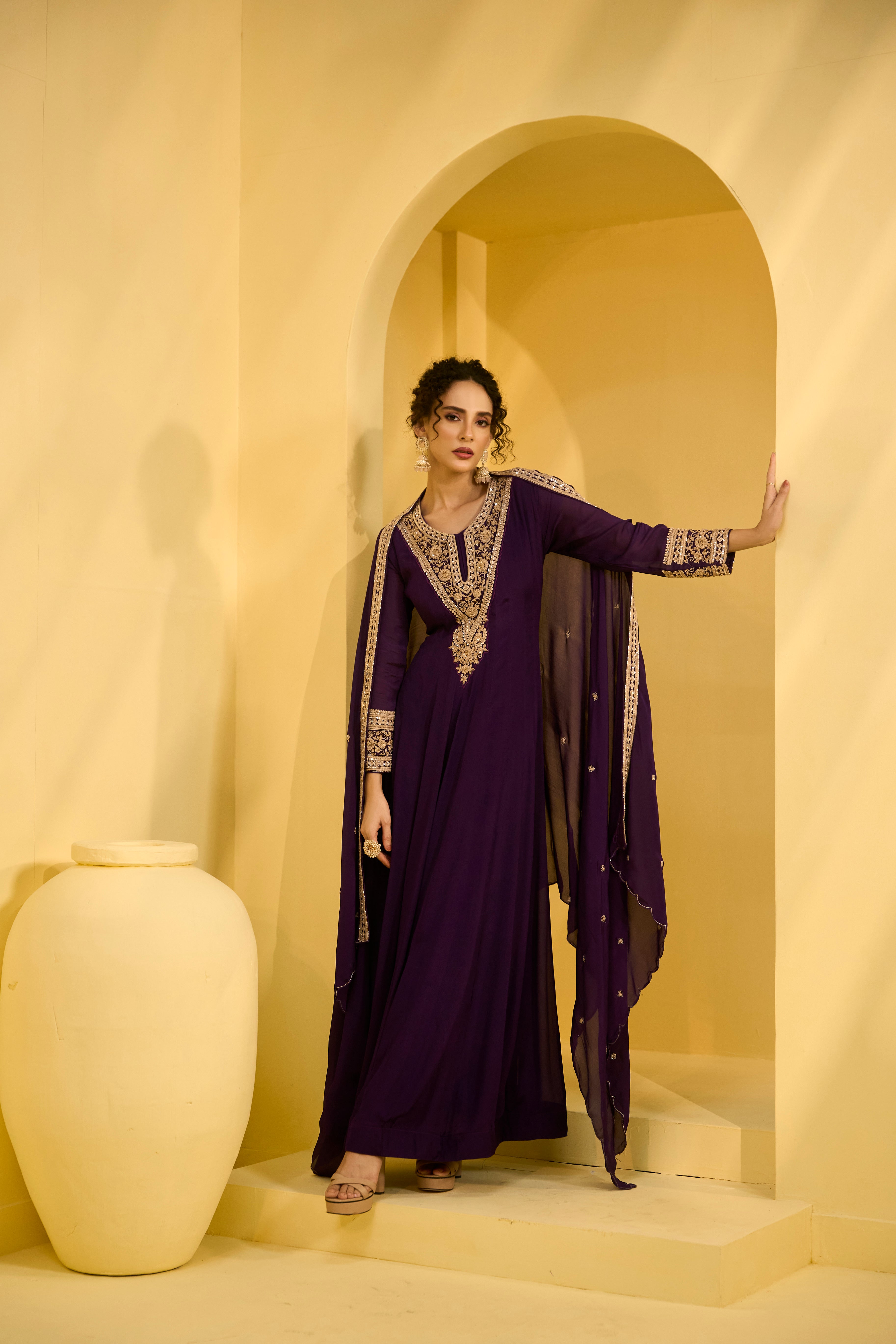 Ibadat Handwork Chinon Silk Gown