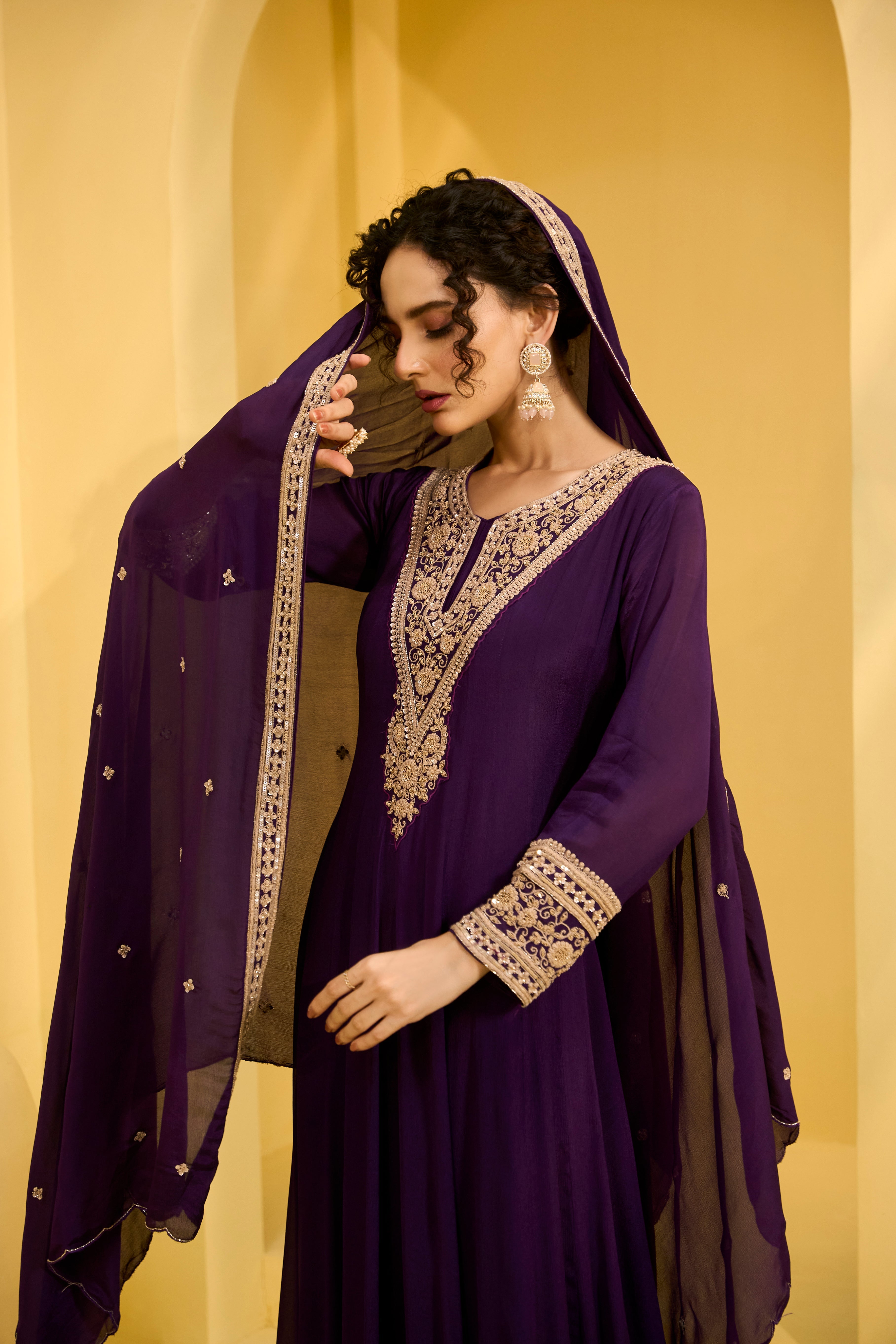 Ibadat Handwork Chinon Silk Gown