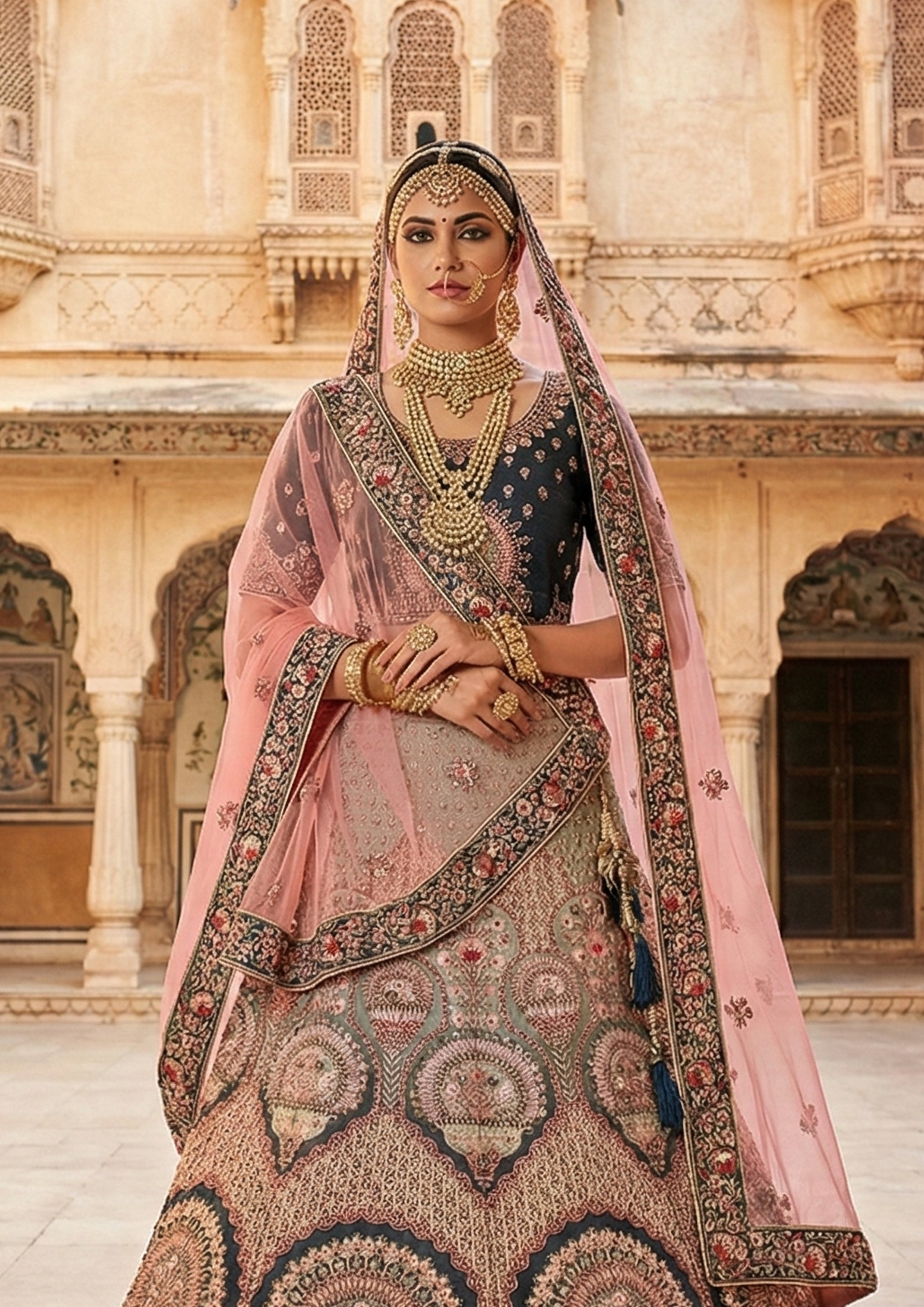 Evergreen Embellished Premium Velvet Lehenga Set