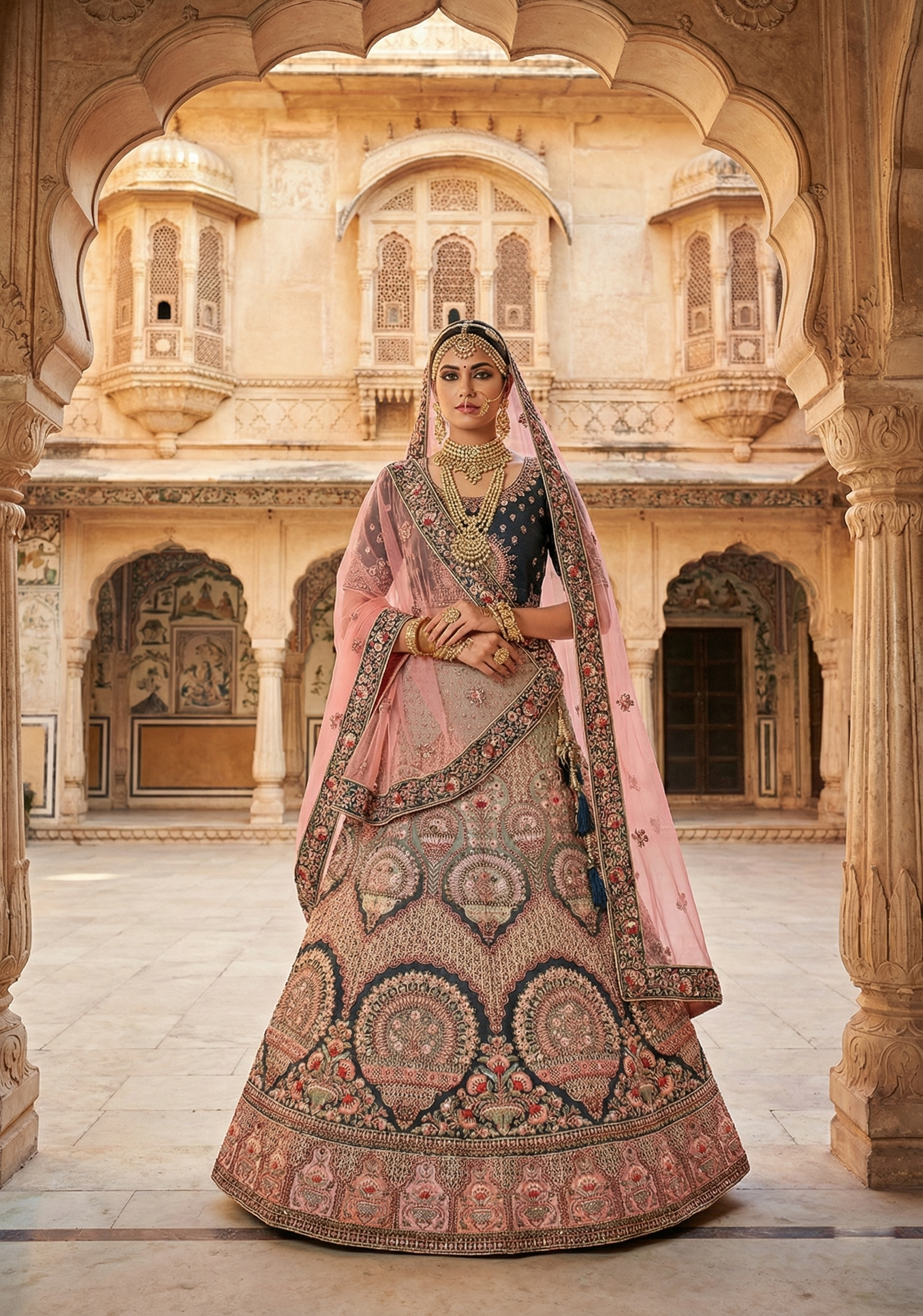 Evergreen Embellished Premium Velvet Lehenga Set