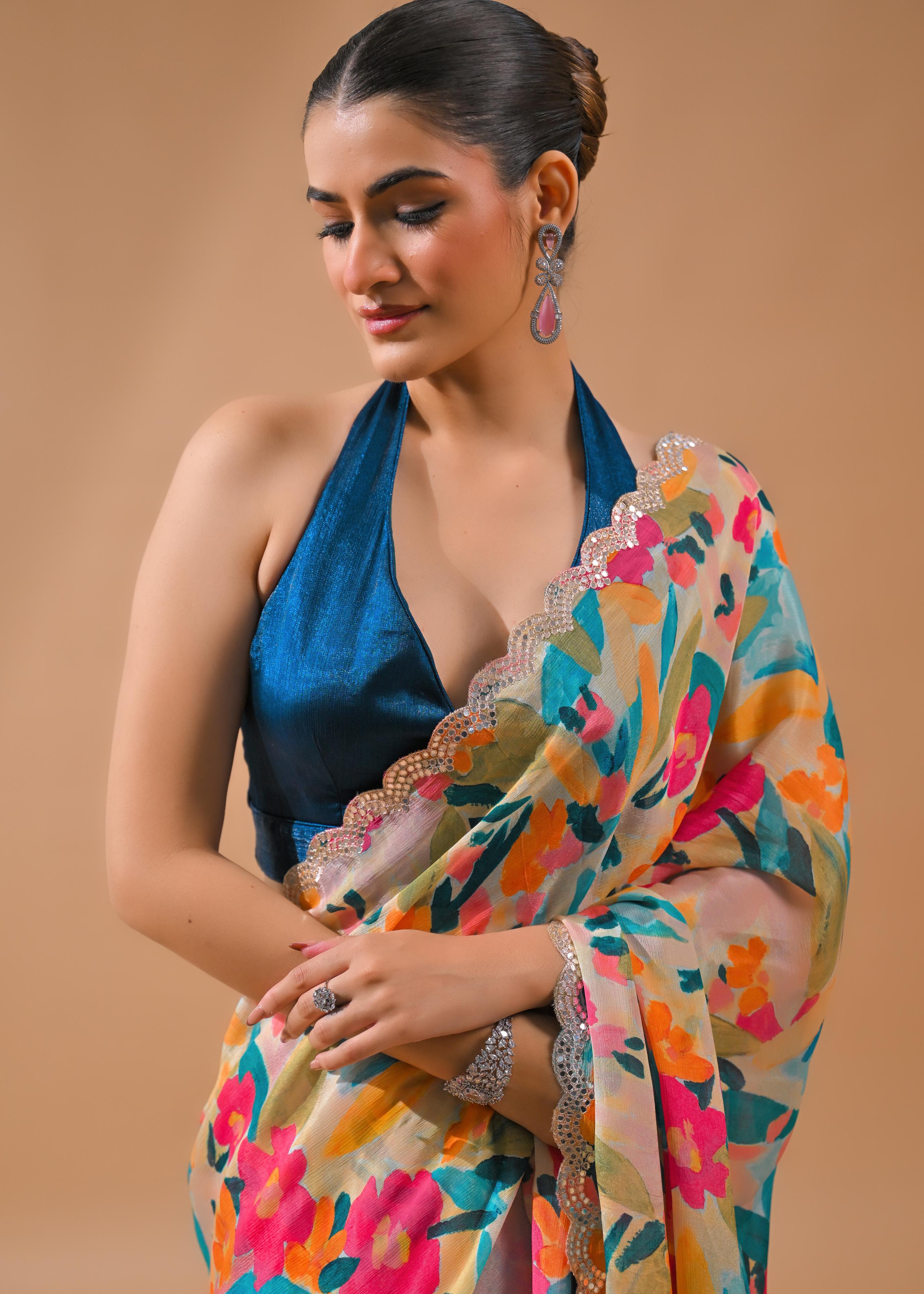Multicolor Digital Printed Saree
