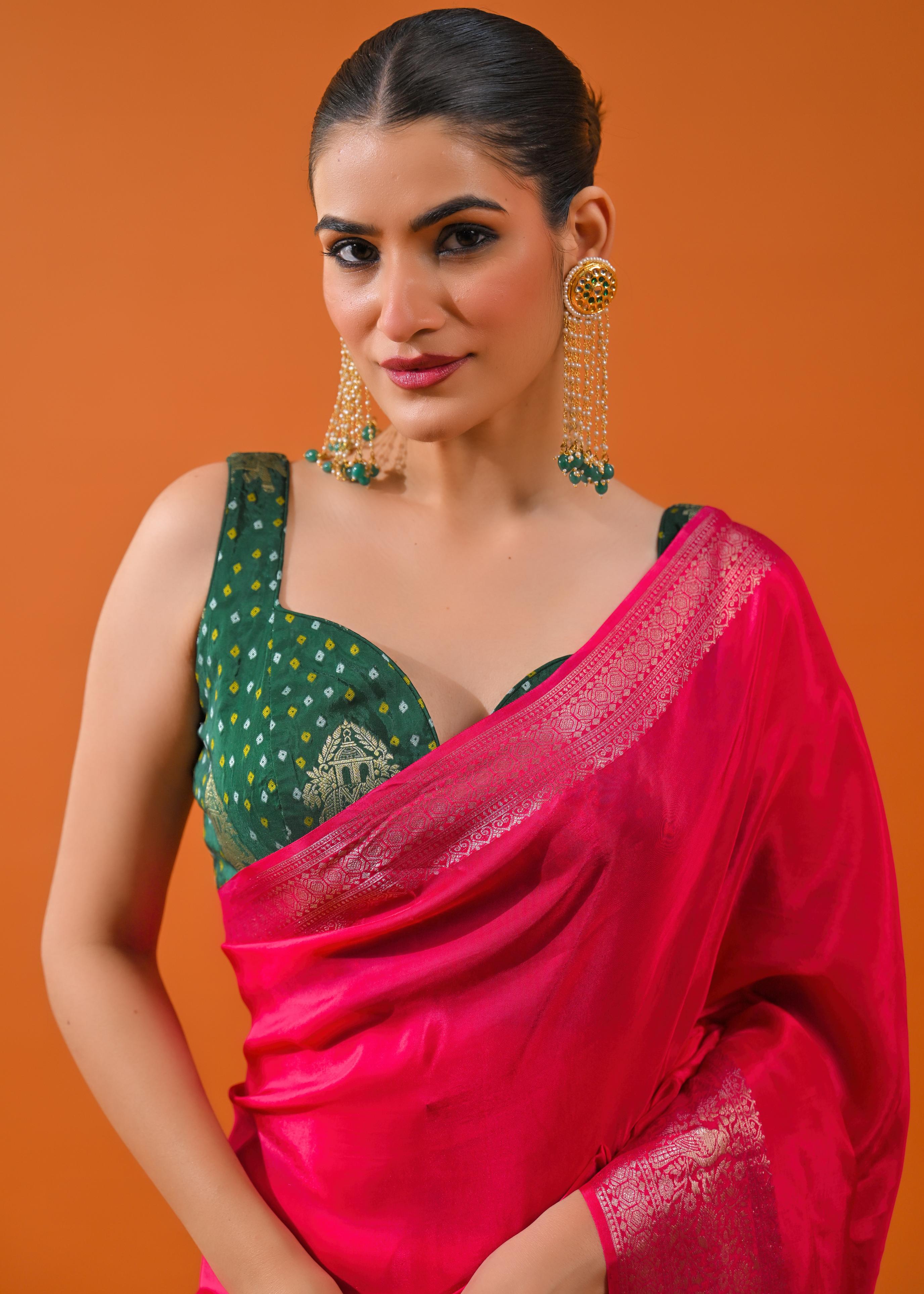 Pink Embroidered Cosmo Silk Saree