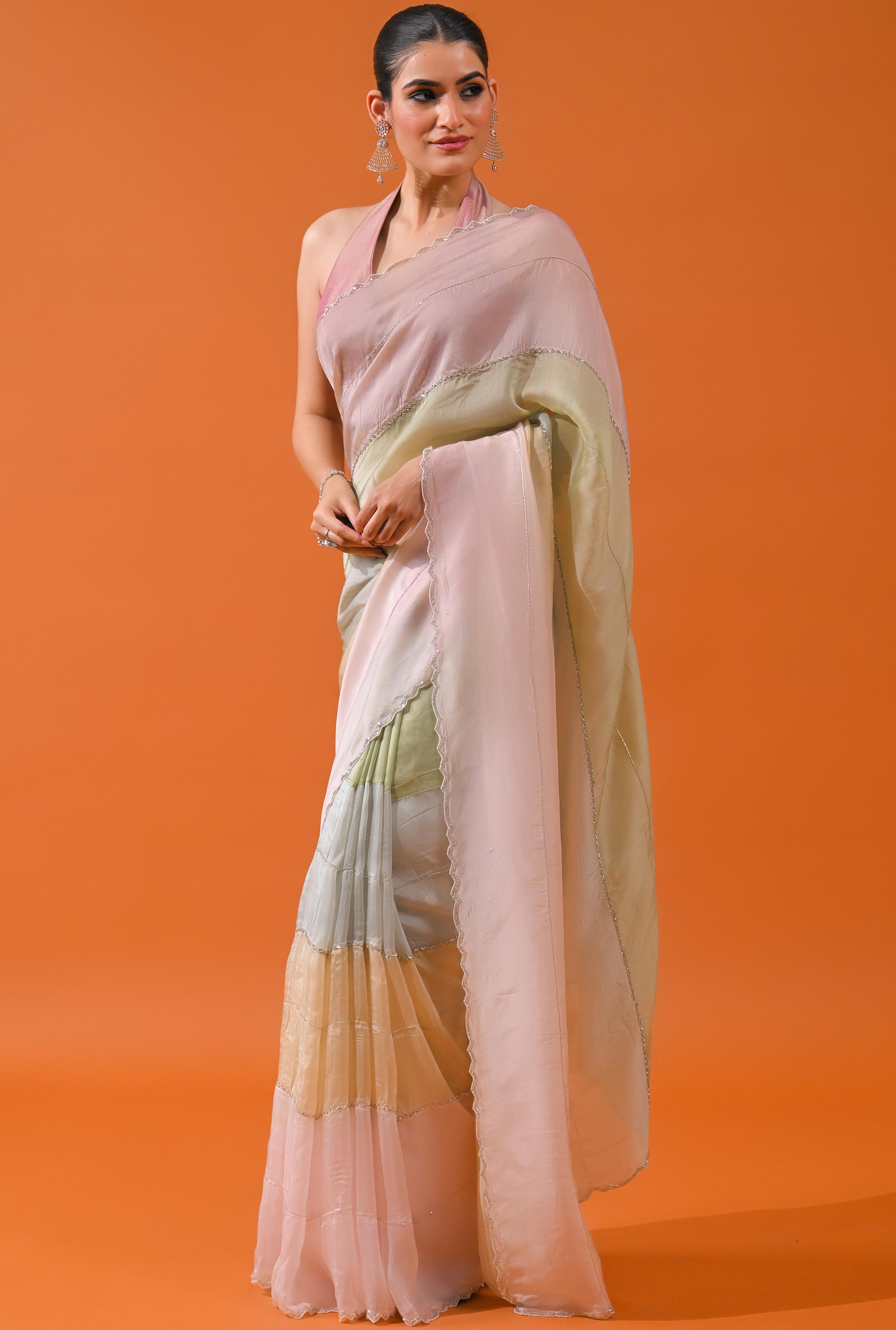 Multi Color Cosmo Silk Saree
