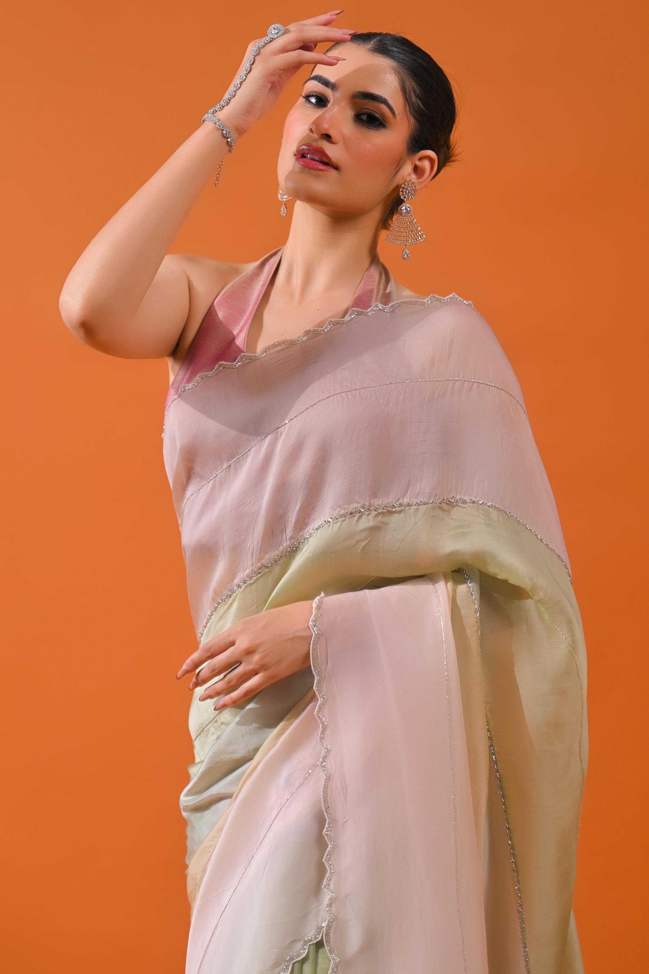 Multi Color Cosmo Silk Saree