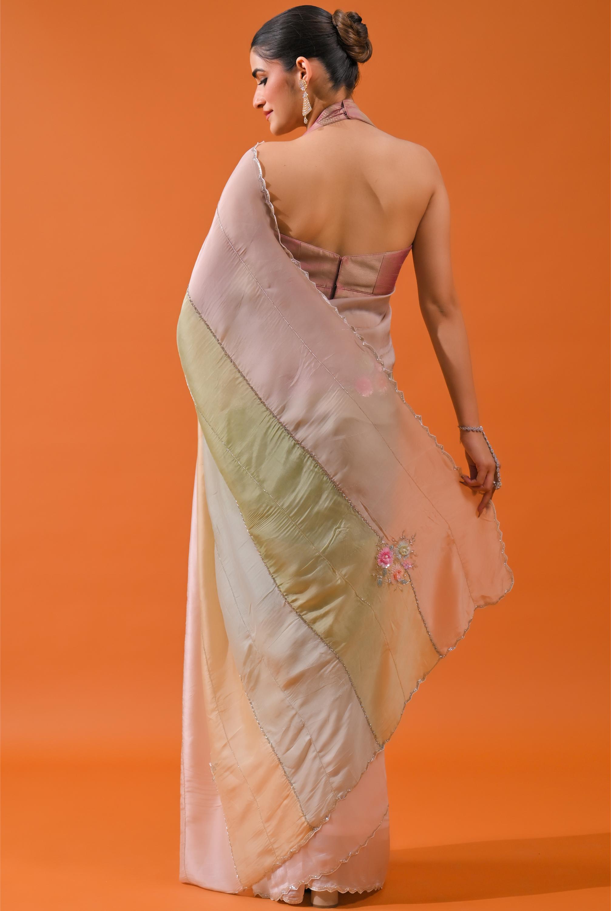 Multi Color Cosmo Silk Saree
