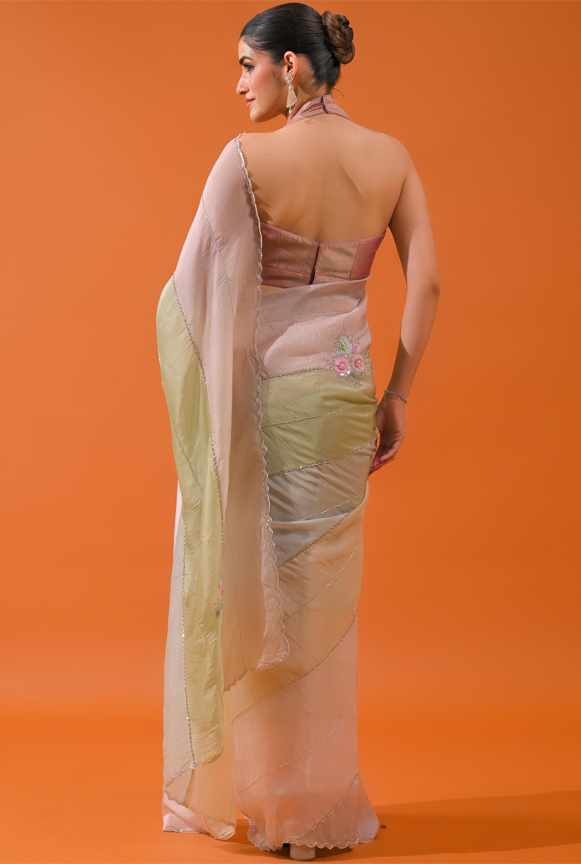 Multi Color Cosmo Silk Saree
