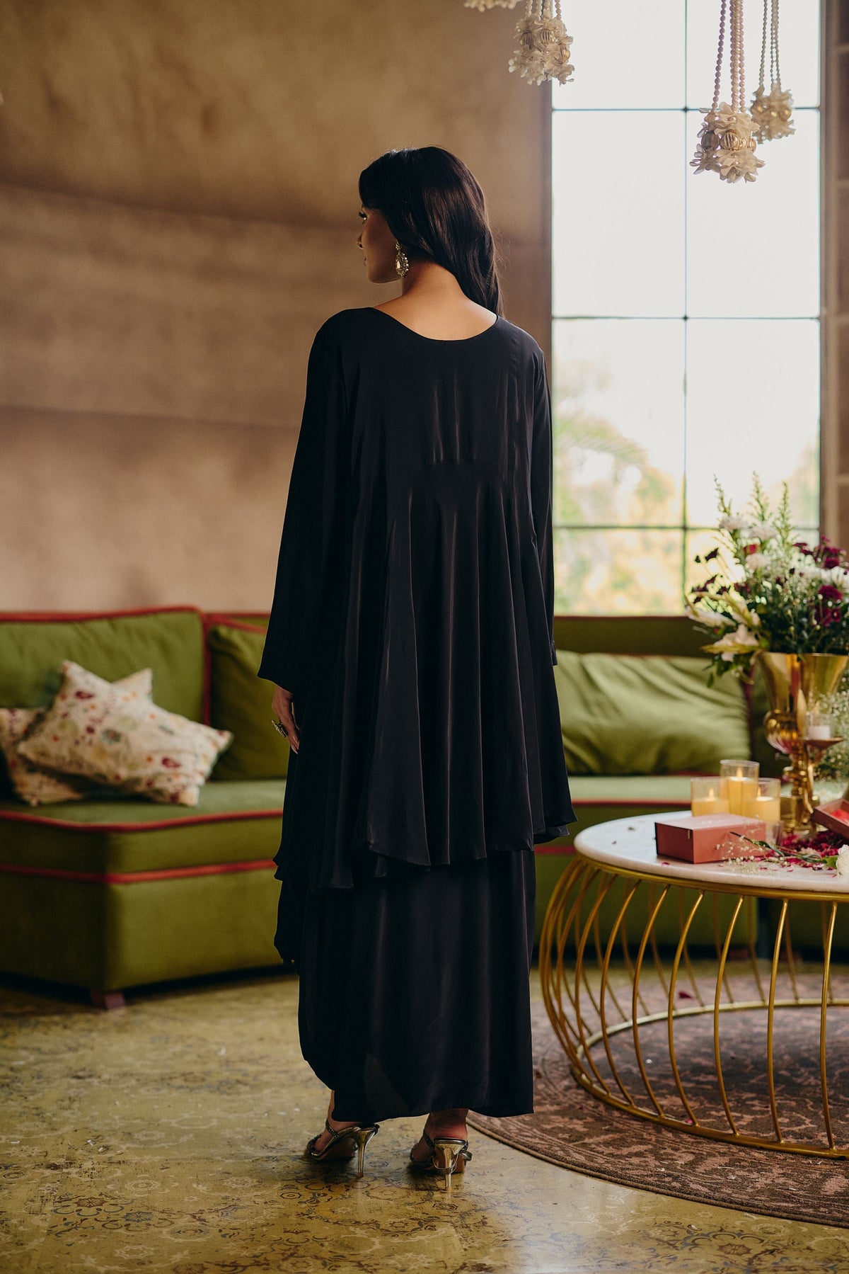 Mystic Noir Embellished Crepe Silk Pant Set