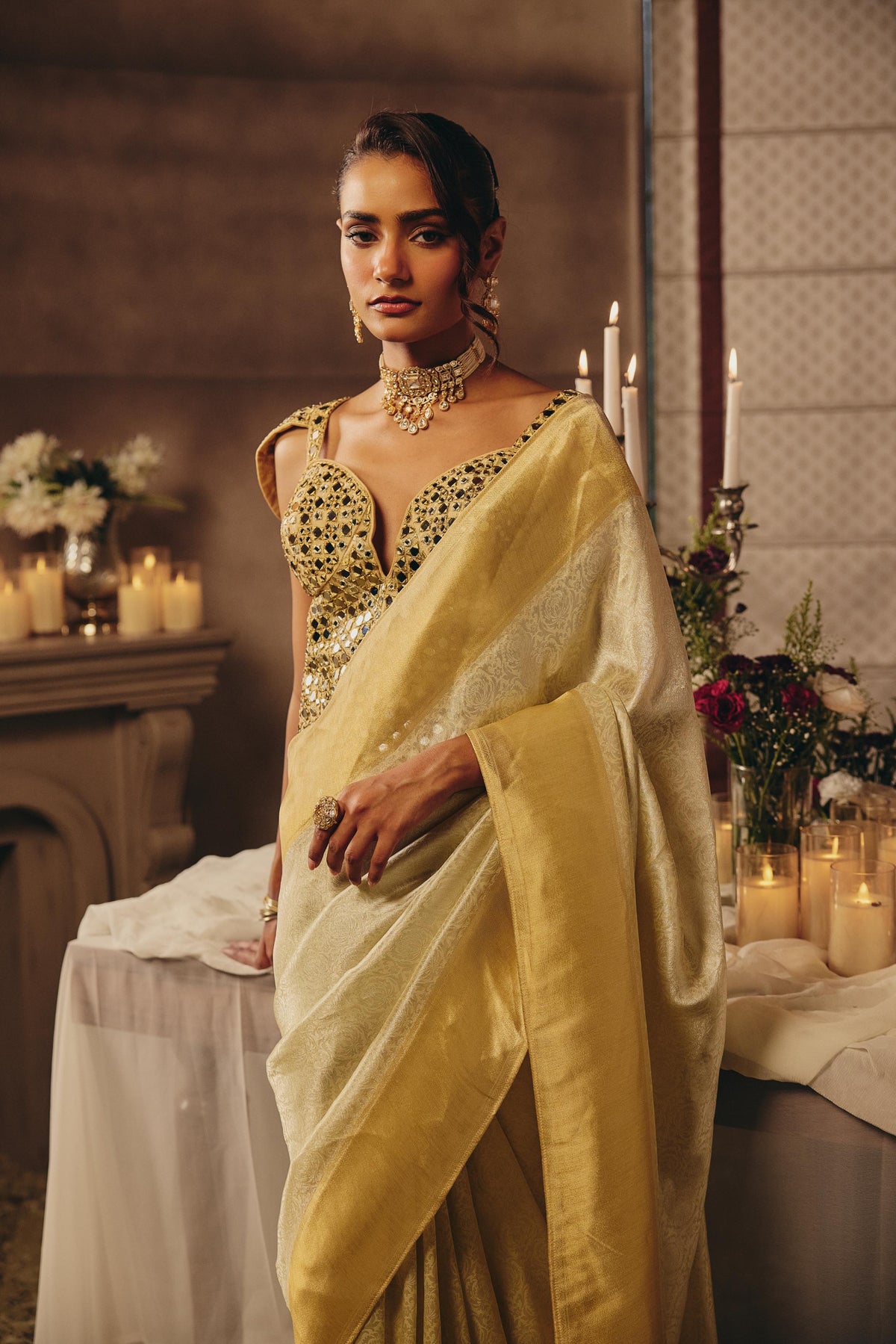 Sunlight Yellow Embellished Banarasi Silk Saree