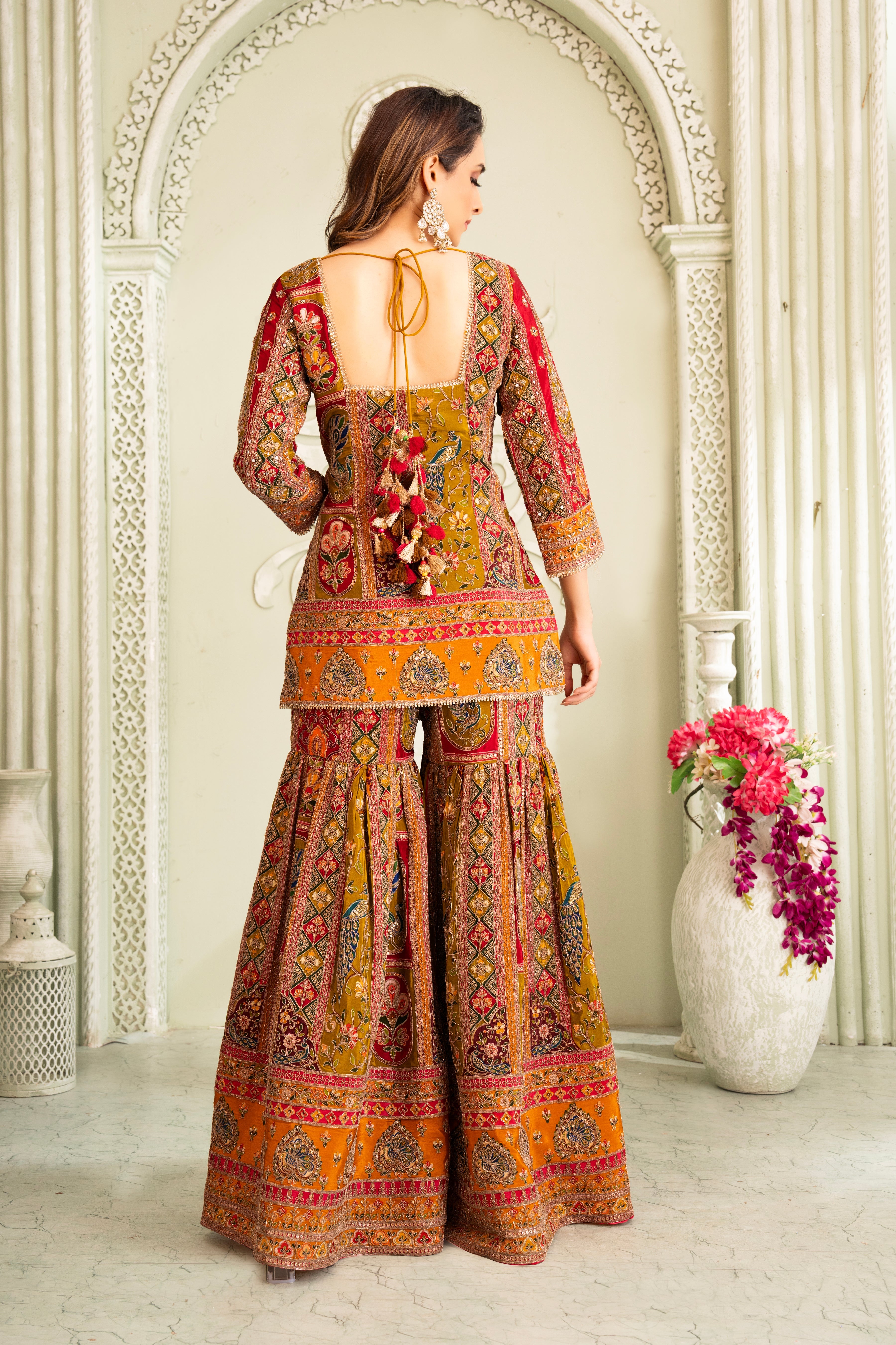 Multicolor Traditional Handwork Sharara Set