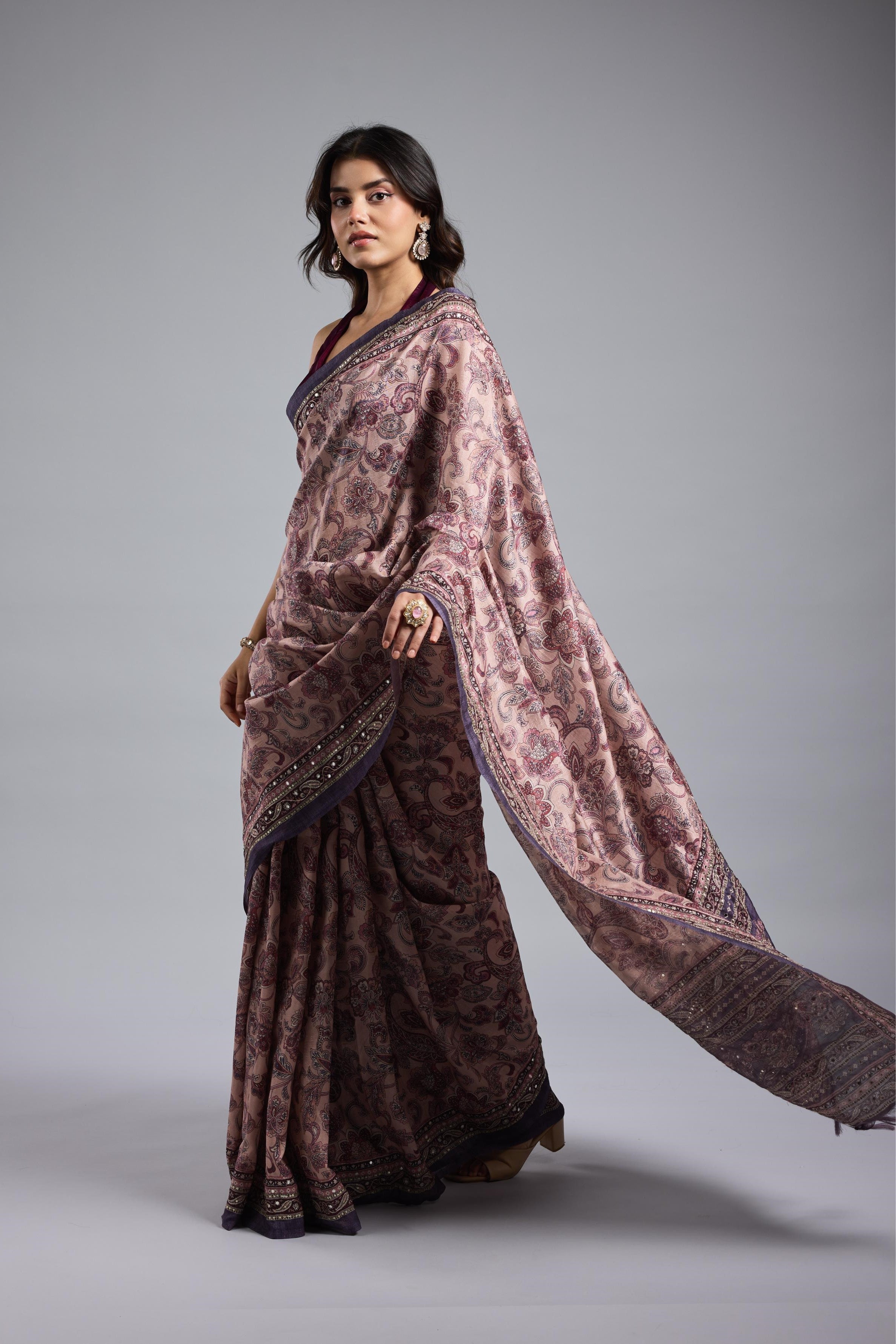 Light Purple Bhagalpuri Tussar Silk Saree