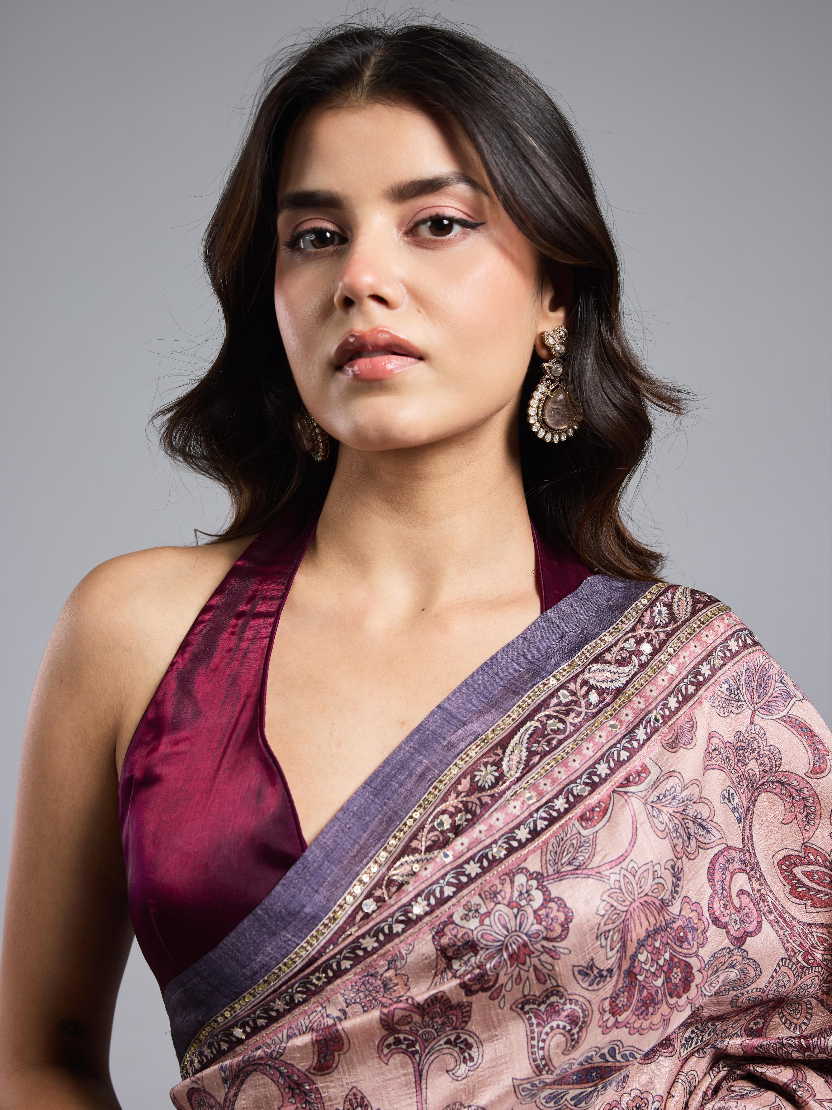Light Purple Bhagalpuri Tussar Silk Saree