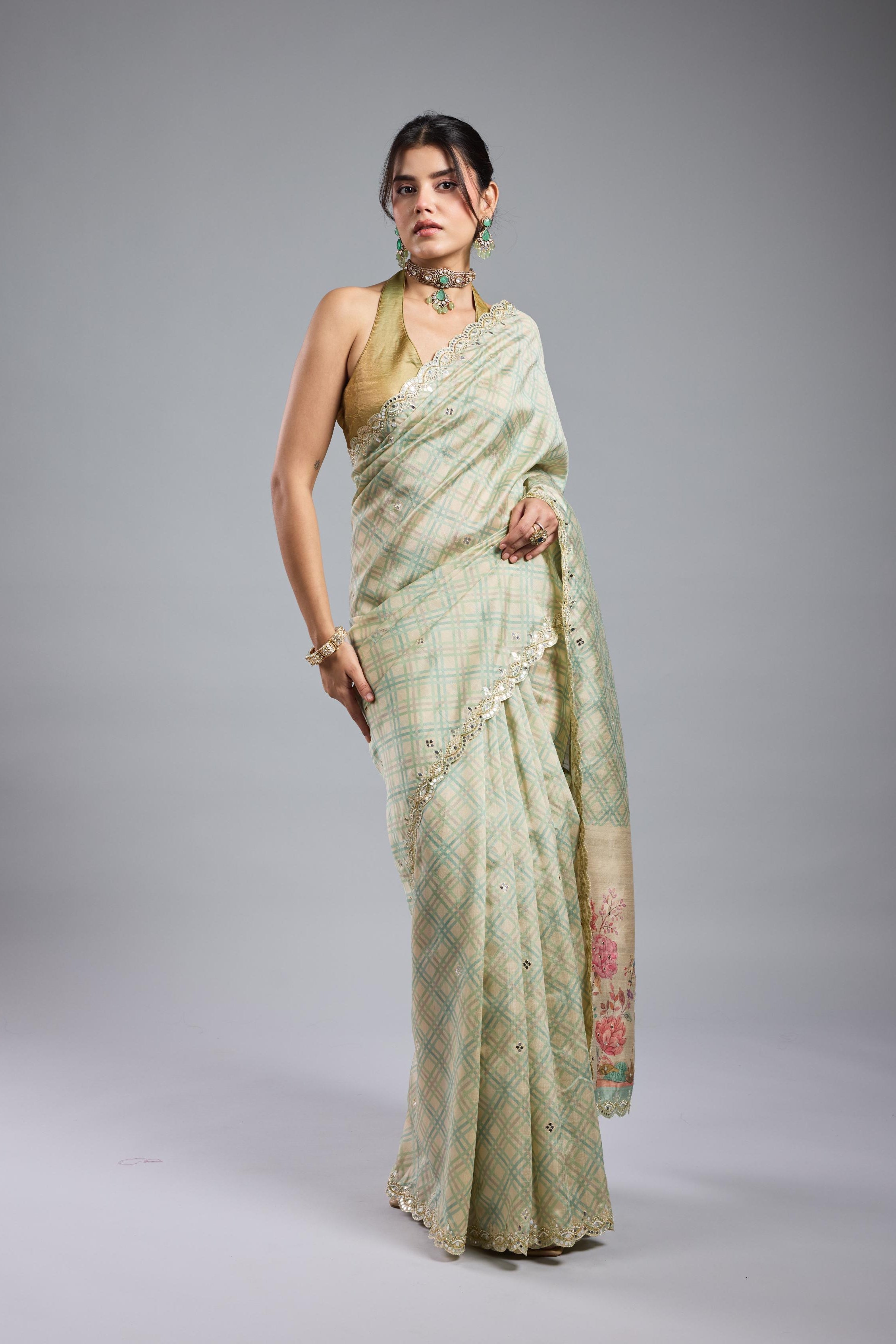 Pastel Green Bhagalpuri Tussar Silk Saree