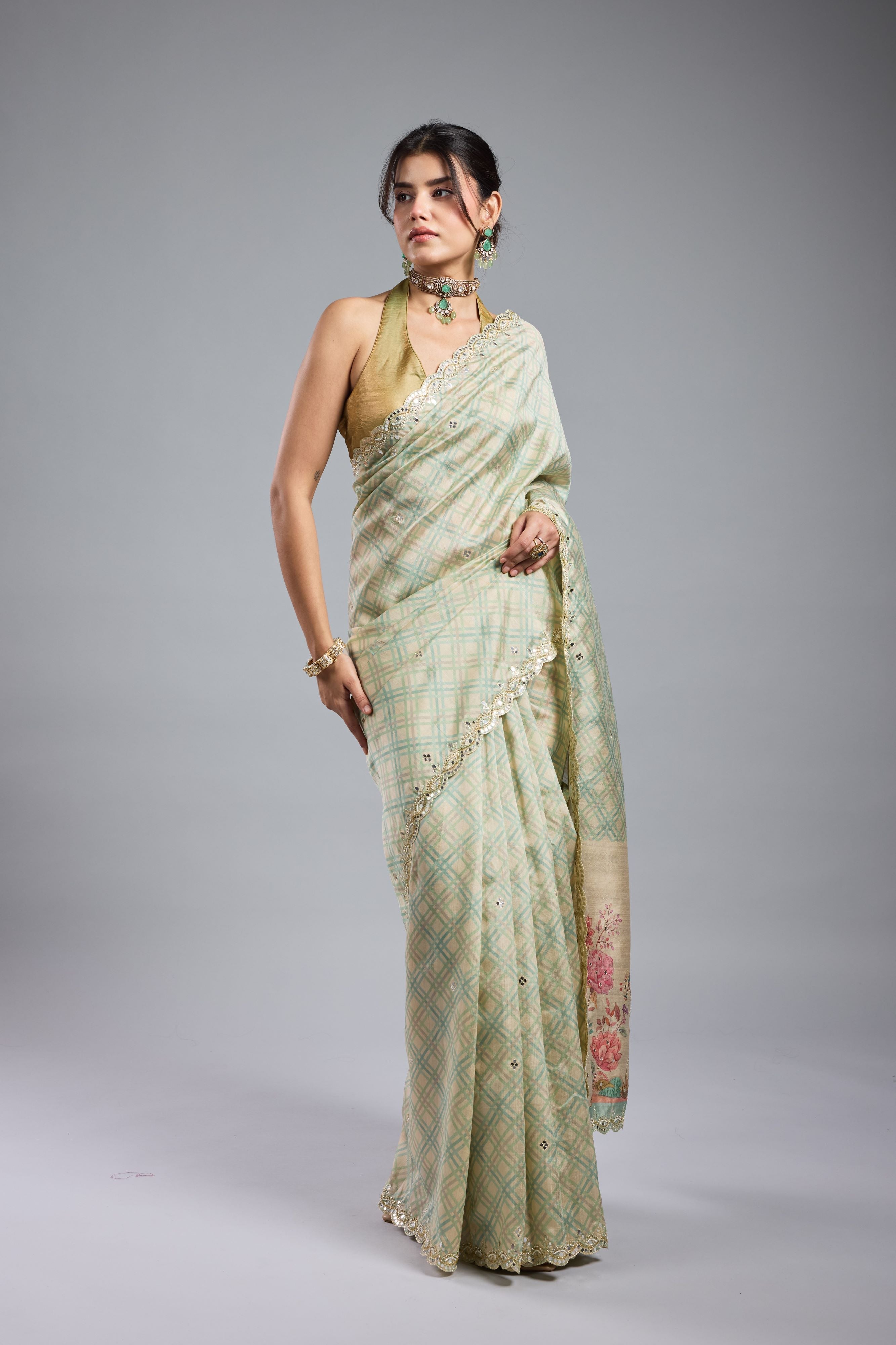 Pastel Green Bhagalpuri Tussar Silk Saree