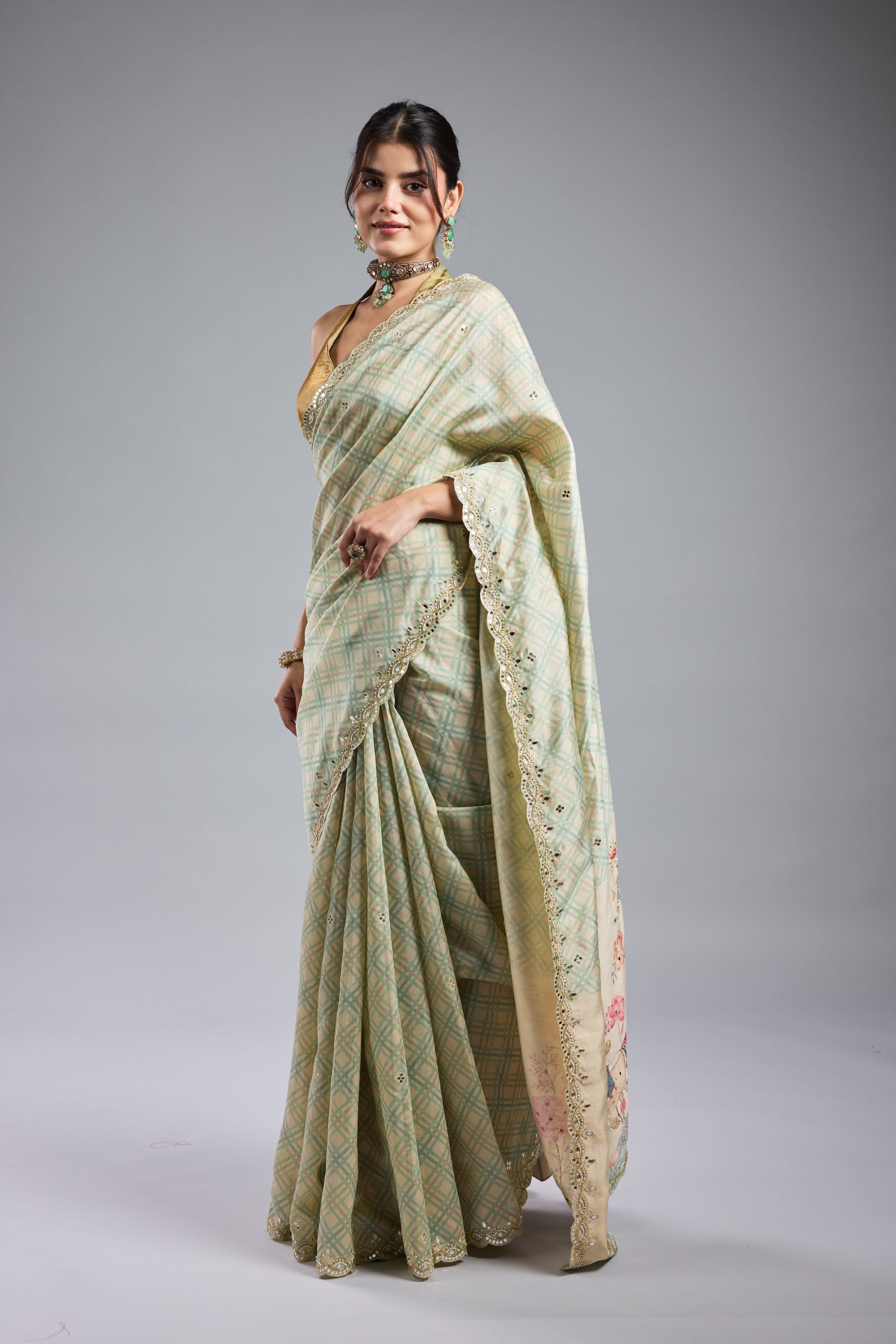 Pastel Green Bhagalpuri Tussar Silk Saree