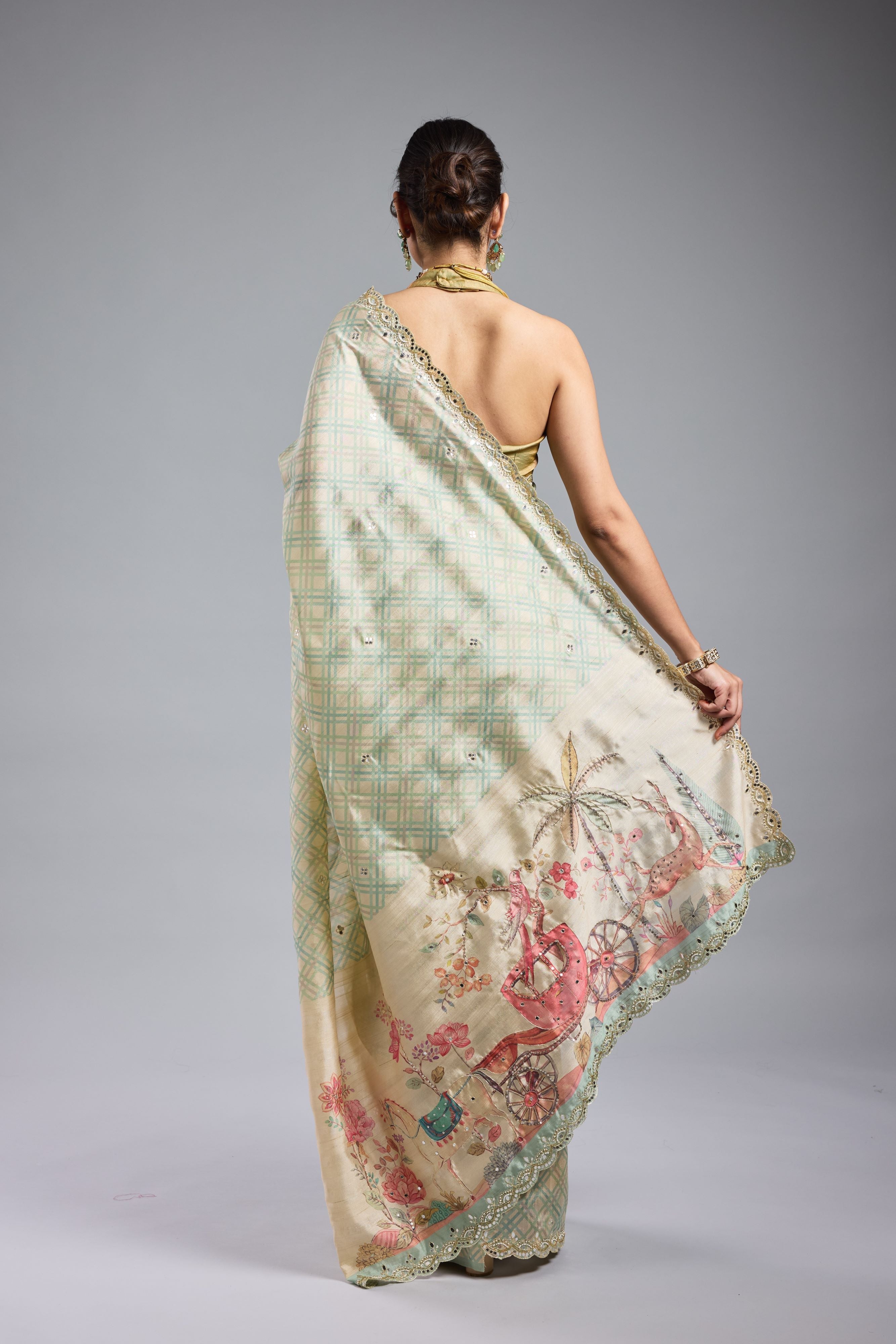 Pastel Green Bhagalpuri Tussar Silk Saree