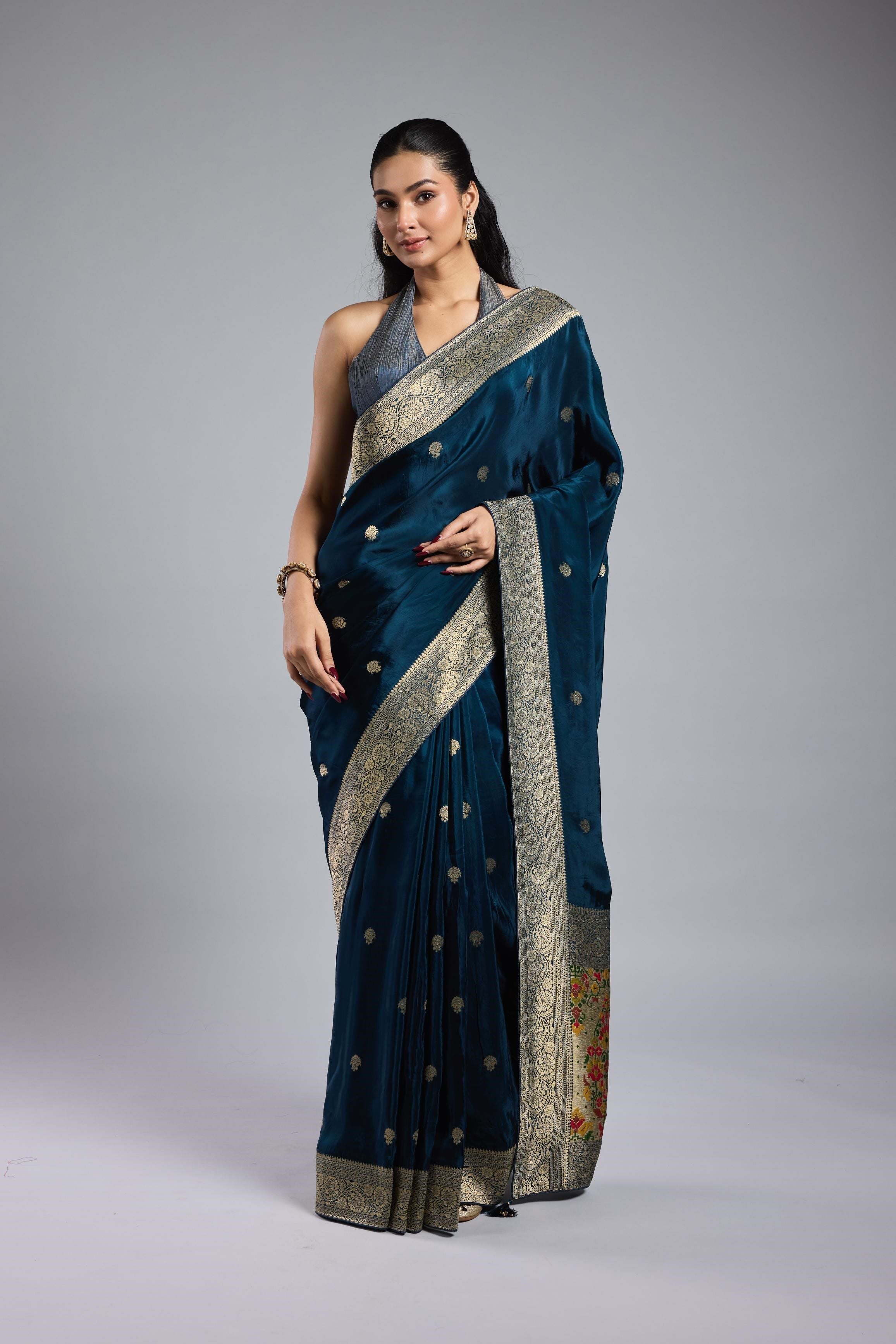 Deep Blue Cosmo Silk Saree