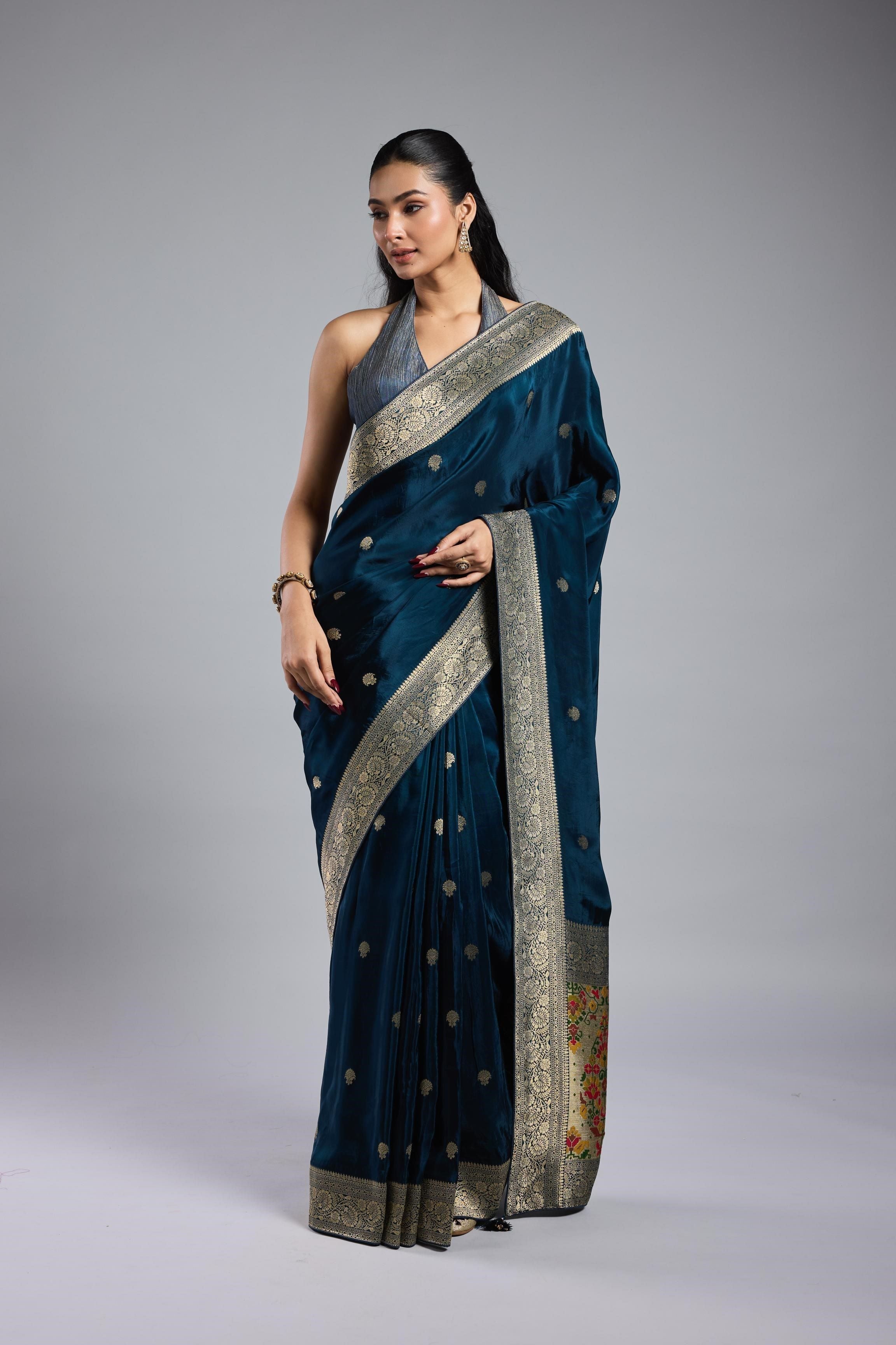Deep Blue Cosmo Silk Saree