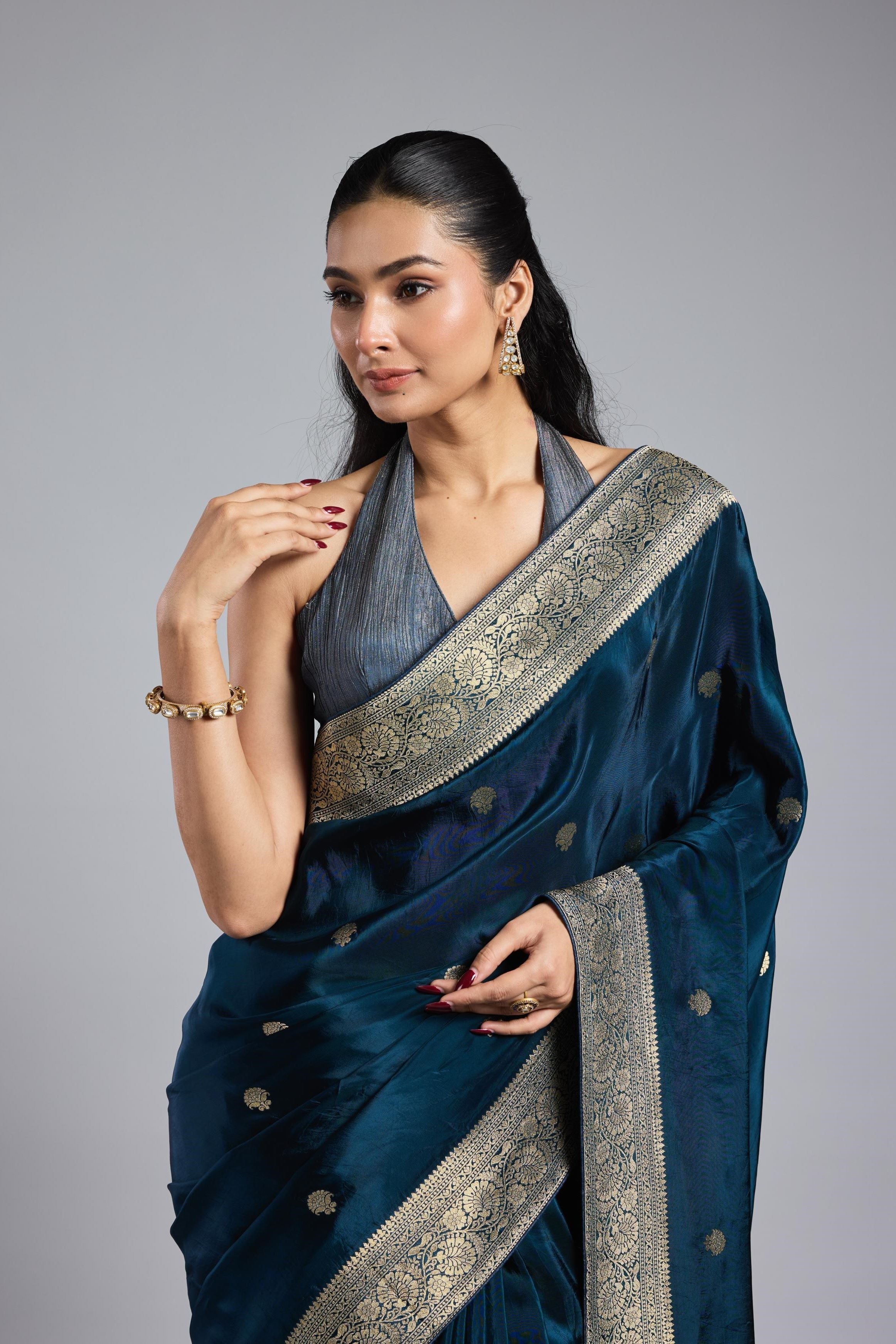 Deep Blue Cosmo Silk Saree