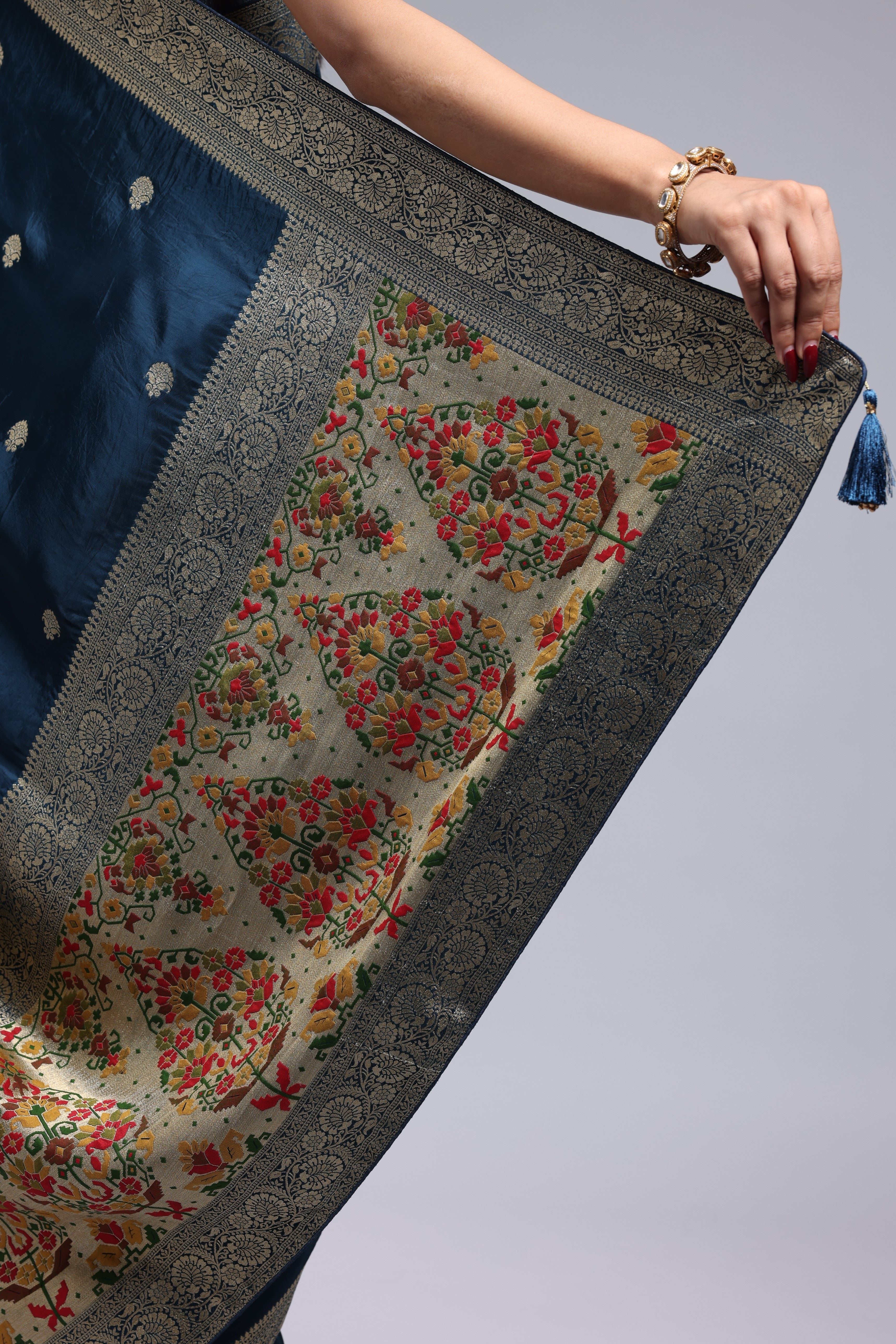 Deep Blue Cosmo Silk Saree